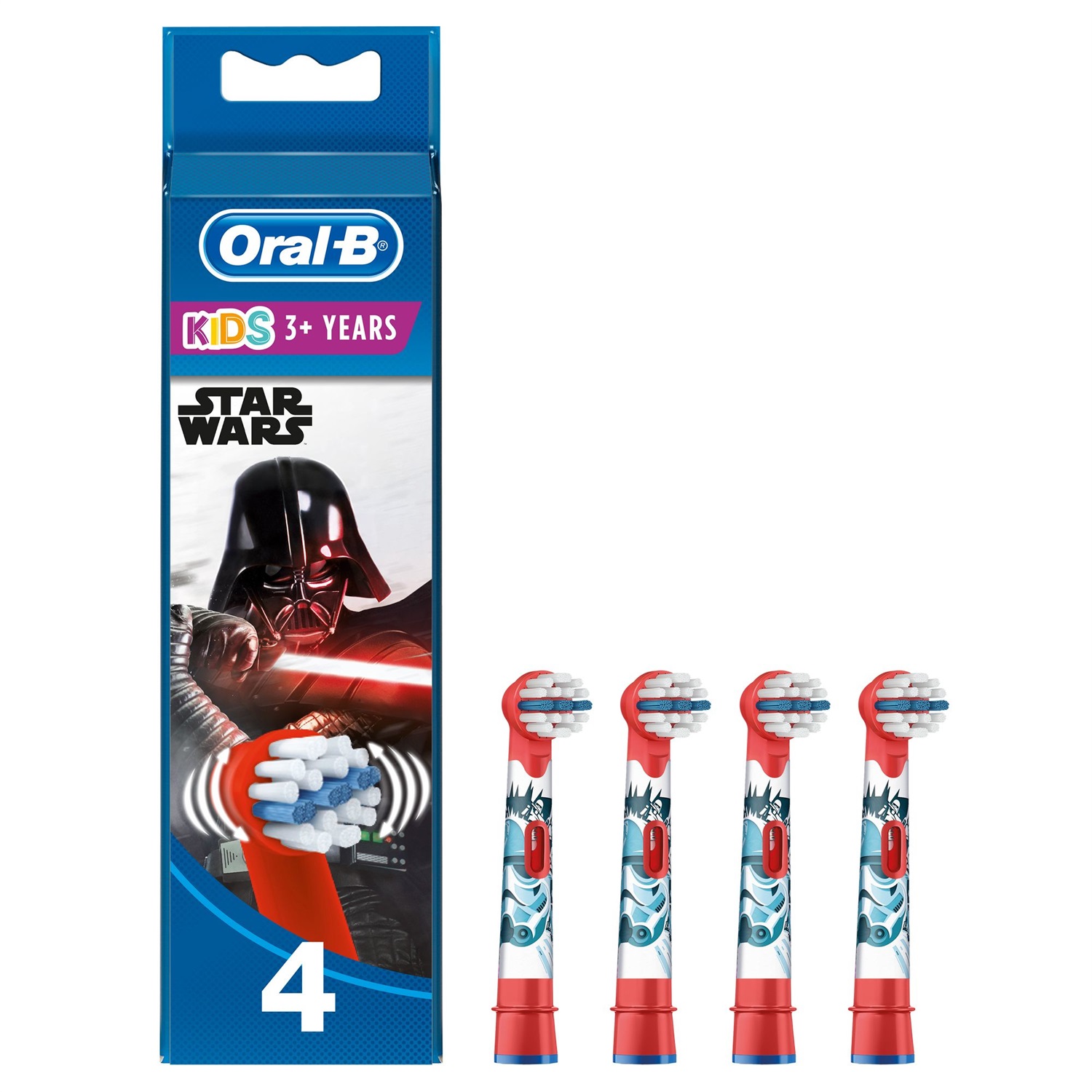 Oral-B Stages POWER Testine di Ricambio per Spazzolino Elettrico con Personaggi di Star Wars - 4 Pezzi per Bambini