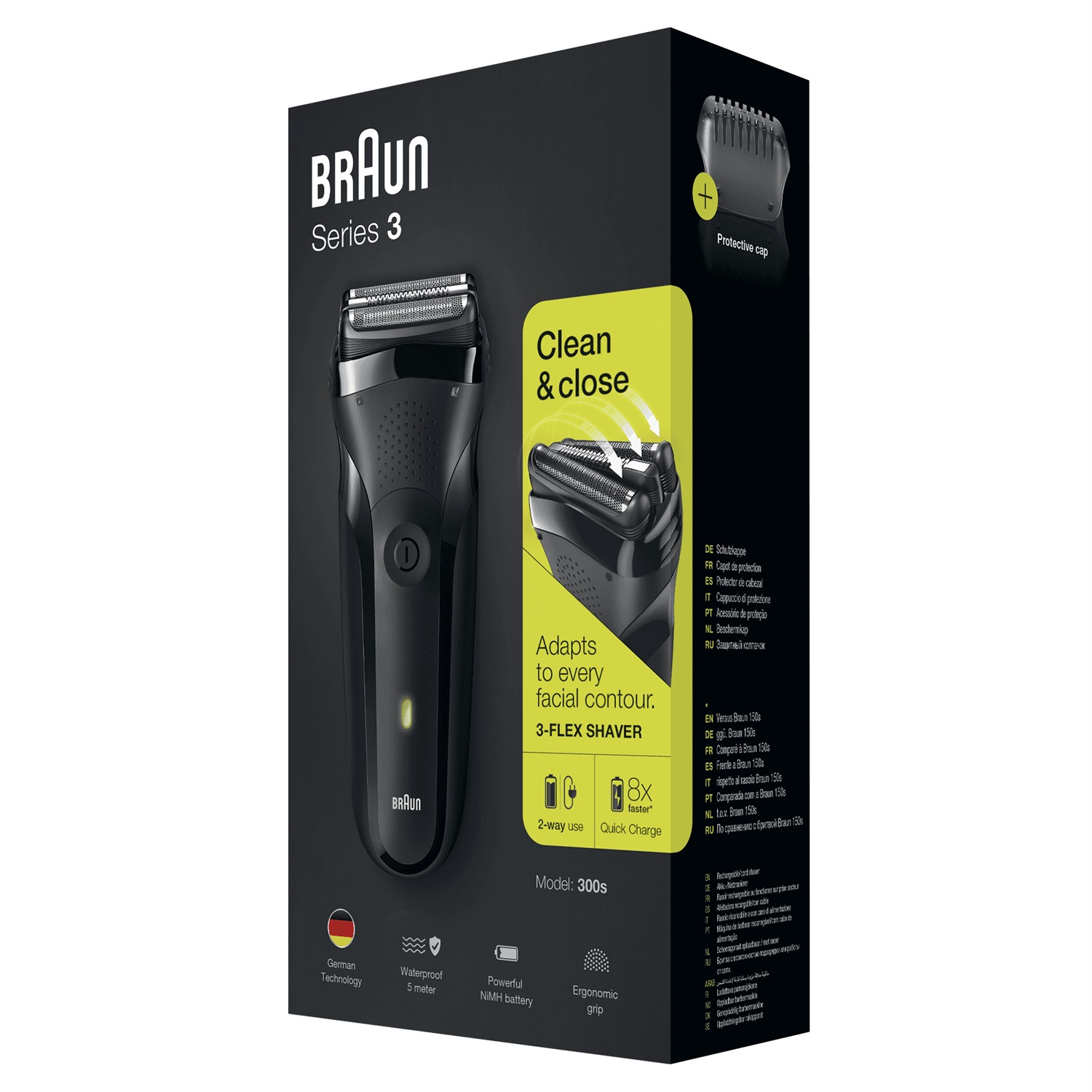 Braun Series 3 300s Rasoio Elettrico Ricaricabile per Uomo - Nero