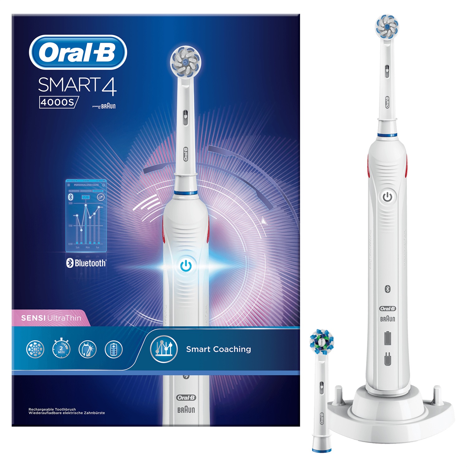 Oral-B SmartSeries 4 4000S Spazzolino Elettrico Ricaricabile Ultrathin con Bluetooth e App