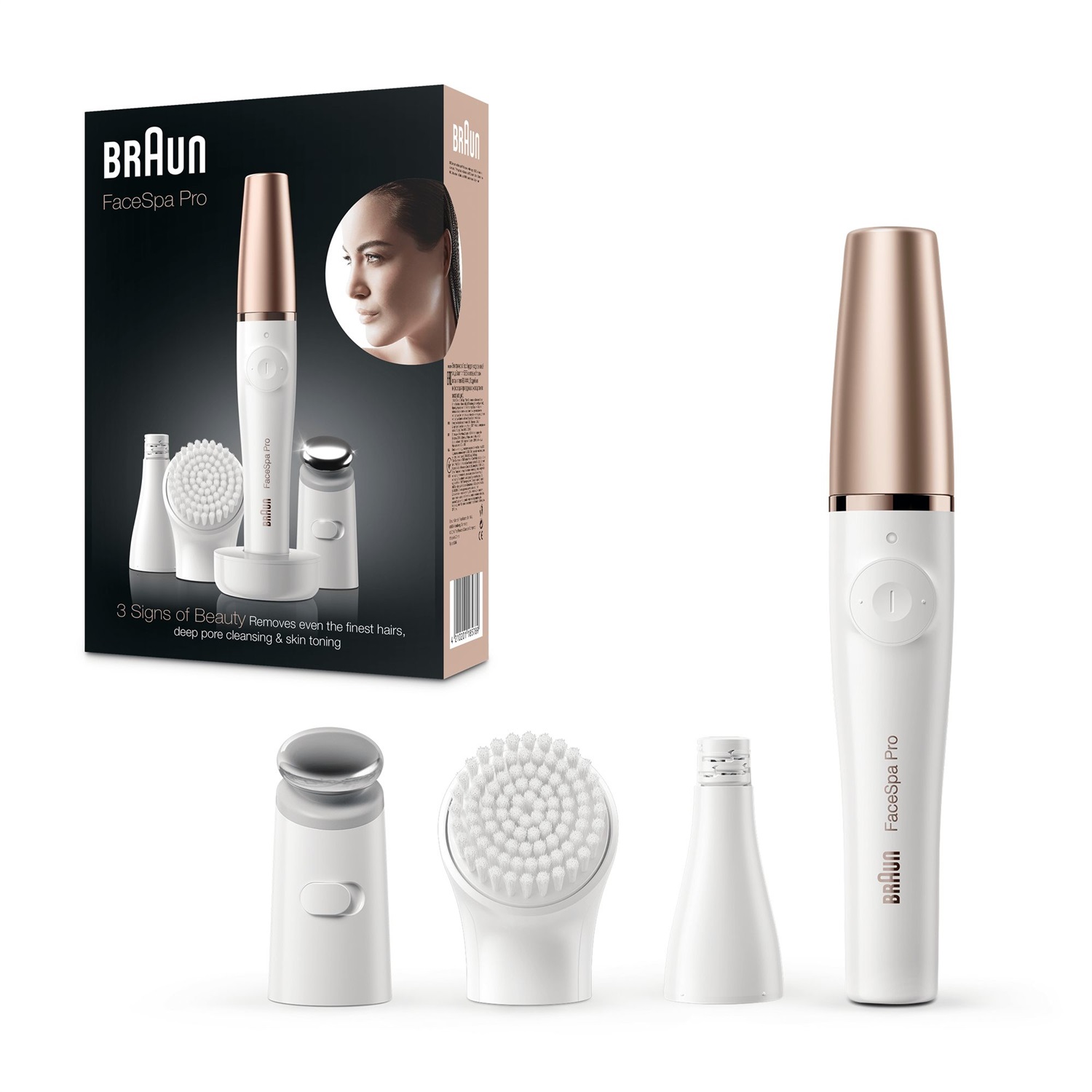 Braun FaceSpa Pro SE911 - Epilatore Viso Tutto-in-Uno con 10 Micro Fori, Testina Tonificante, Spazzola di Pulizia e Ricarica per 90 Minuti di Uso Senza Fili