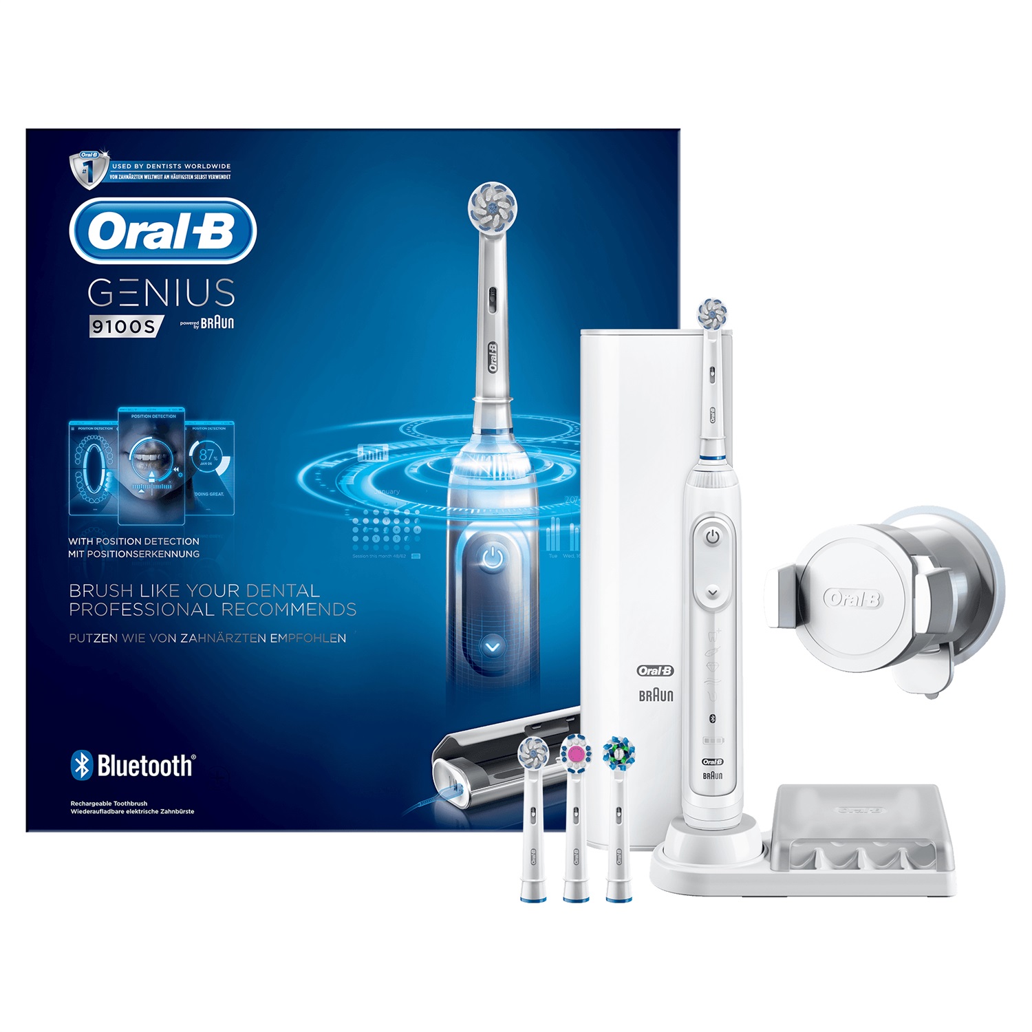 Oral-B Genius 9100 Spazzolino Elettrico Ultrathin Bianco con Tecnologia di Rilevamento della Posizione