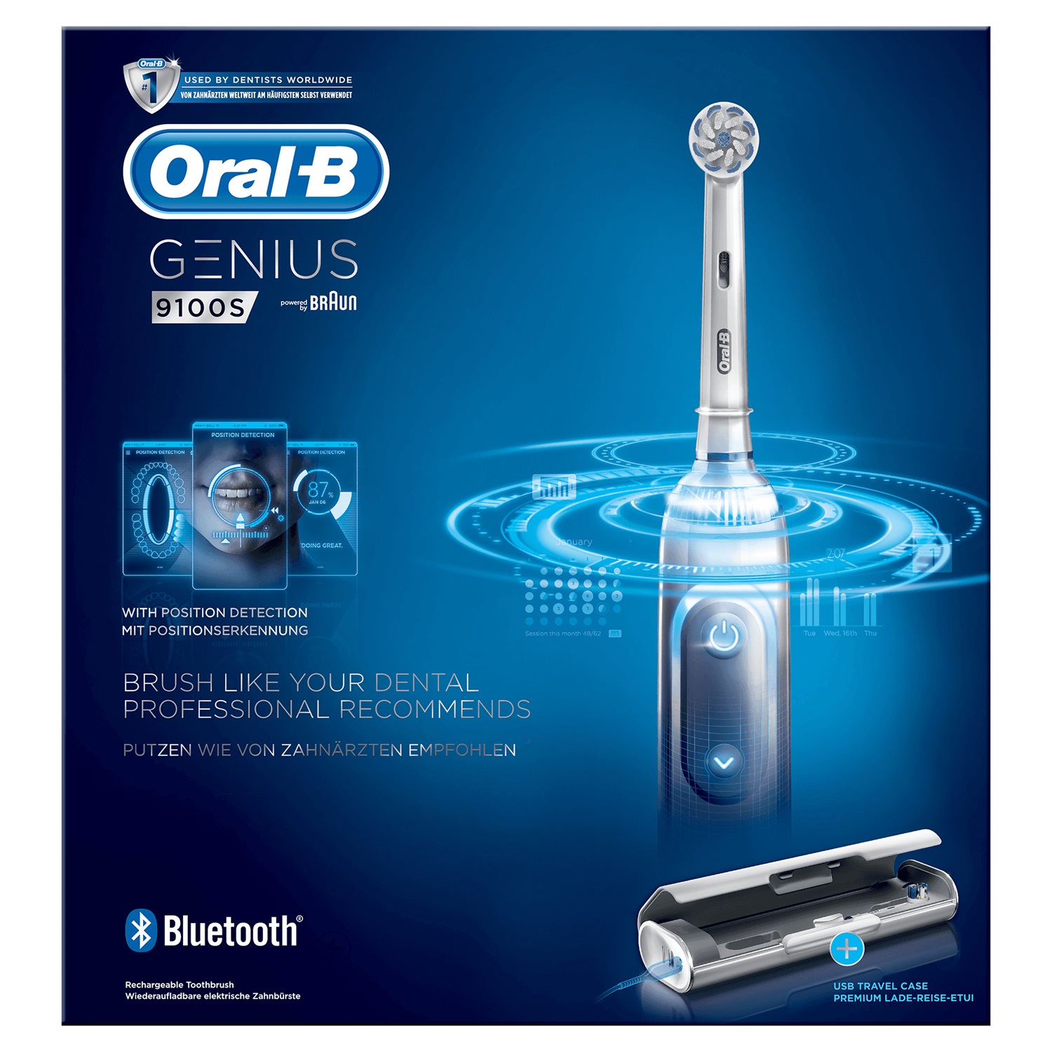 Oral-B Genius 9100 Spazzolino Elettrico Ultrathin Bianco con Tecnologia di Rilevamento della Posizione