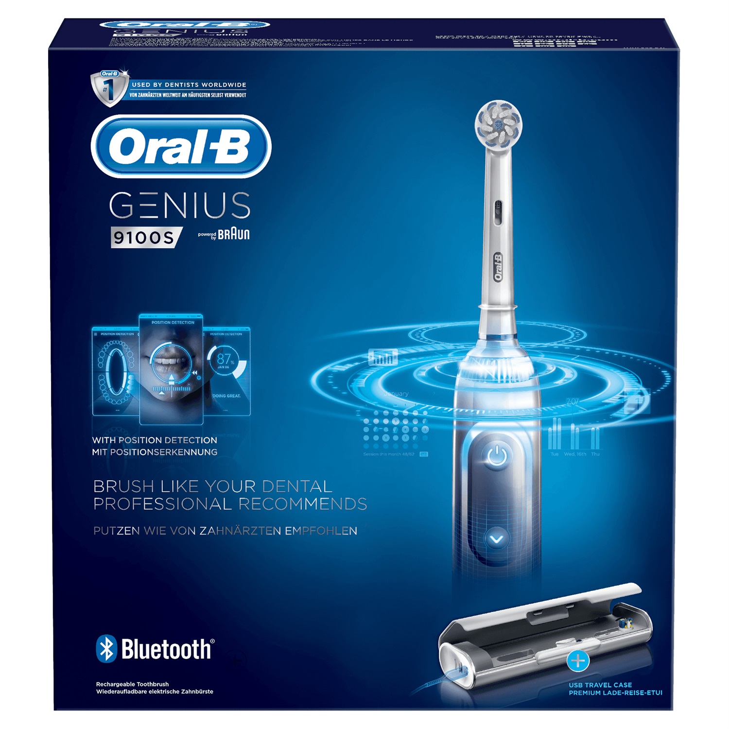 Oral-B Genius 9100 Spazzolino Elettrico Ultrathin Bianco con Tecnologia di Rilevamento della Posizione