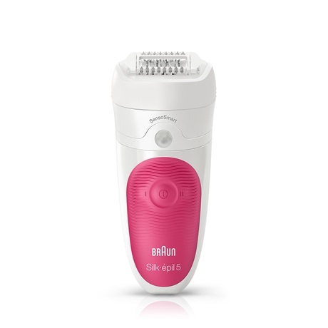 Braun Silk-épil 5 5/500 SensoSmart Epilatore Elettrico Wet & Dry con 28 Pinzette - Rosa e Bianco