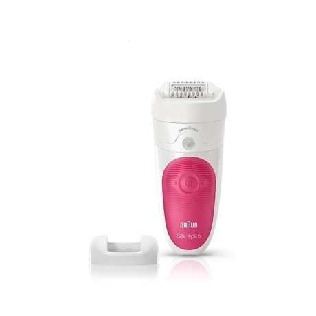 Braun Silk-épil 5 5/500 SensoSmart Epilatore Elettrico Wet & Dry con 28 Pinzette - Rosa e Bianco