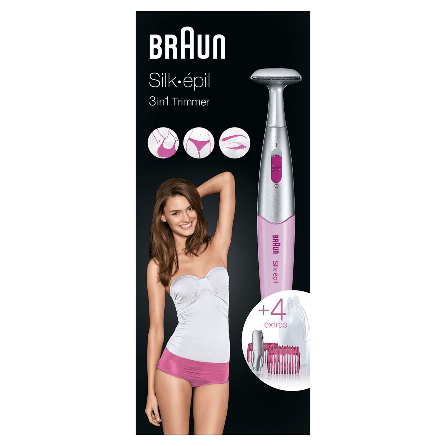 Braun Silk-épil Styler FG1100 - Epilatore 3 in 1 con Rifinitore di Precisione per Zona Bikini e 4 Accessori, Rosa