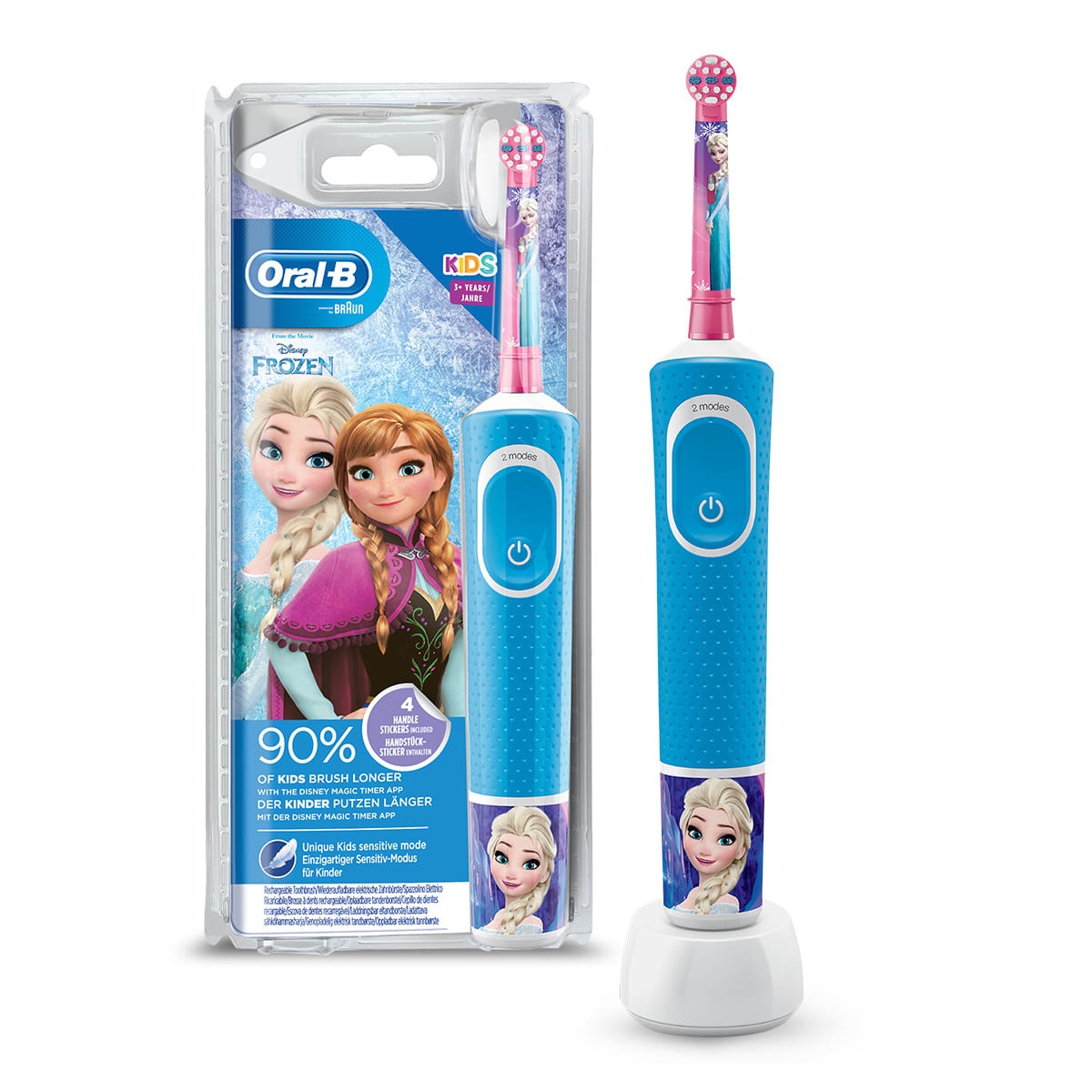 Oral-B Kids Frozen Spazzolino Elettrico Ricaricabile per Bambini dai 3 Anni, Setole Morbide, Delicato sulle Gengive, 1 Testina, Batteria Litio, Idea Regalo, Color Bianco/Ghiaccio