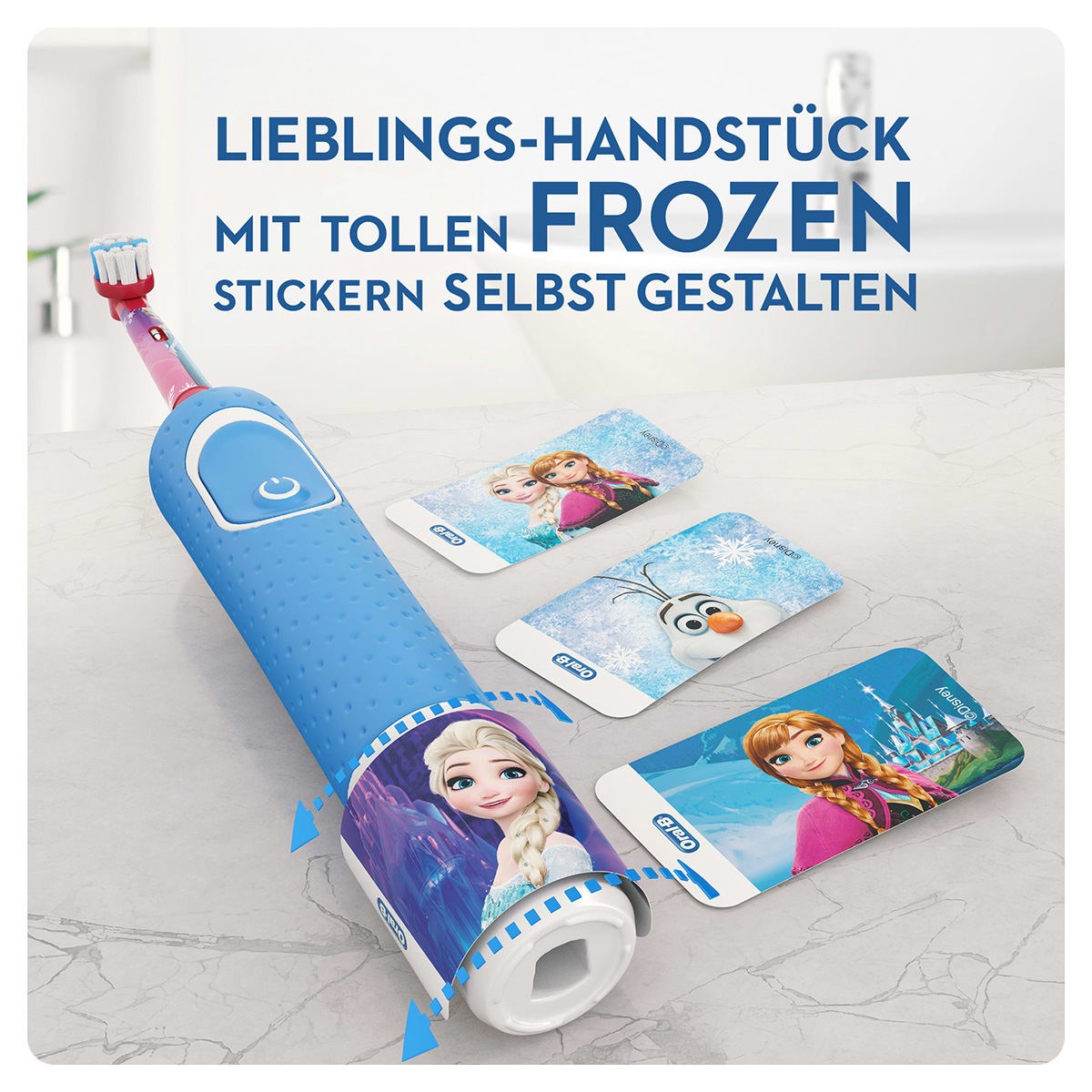Oral-B Kids Frozen Spazzolino Elettrico Ricaricabile per Bambini dai 3 Anni, Setole Morbide, Delicato sulle Gengive, 1 Testina, Batteria Litio, Idea Regalo, Color Bianco/Ghiaccio
