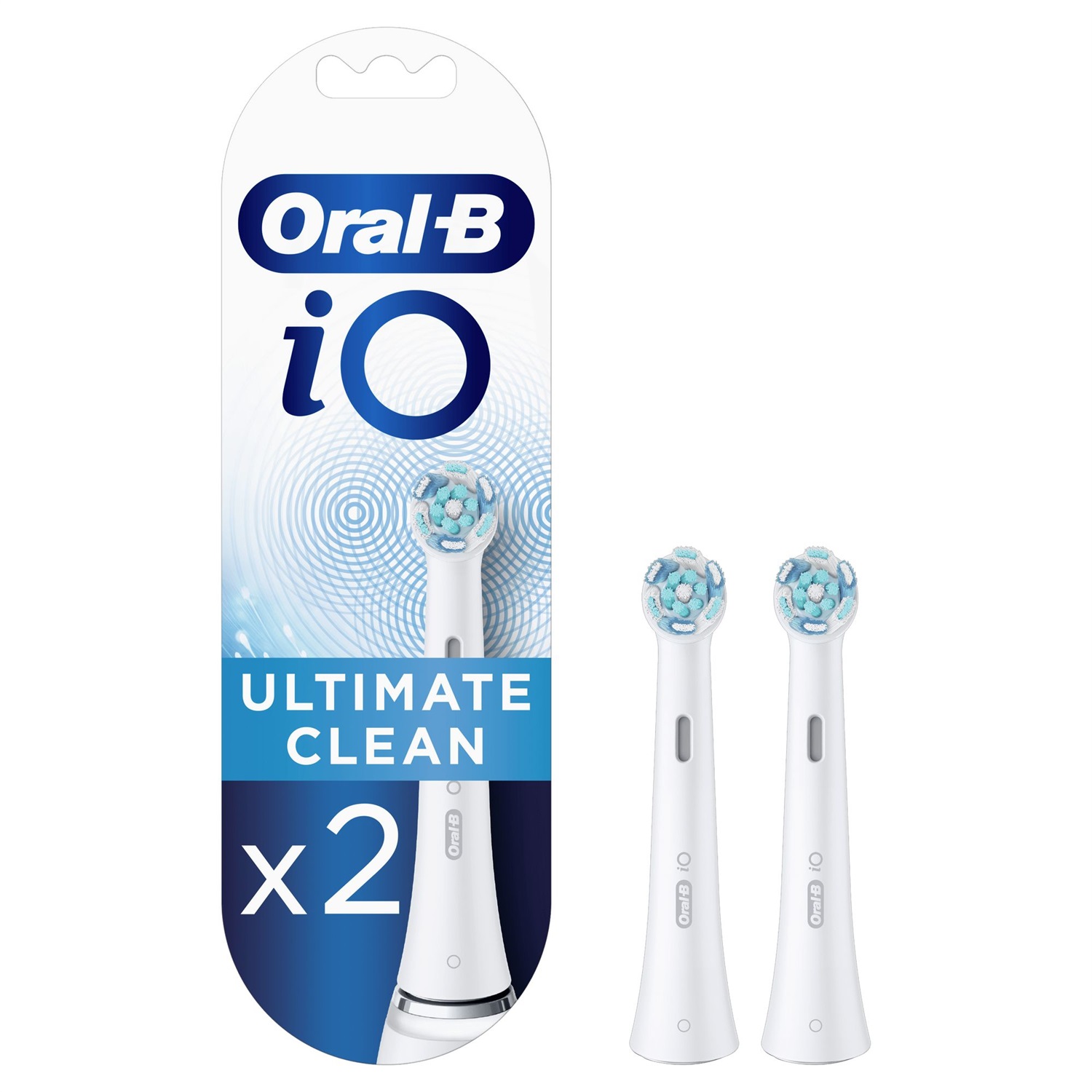 Oral-B iO Testine Di Ricambio Ultimate Clean - 2 Pezzi, Bianche, Rimozione Placca Fino al 100%