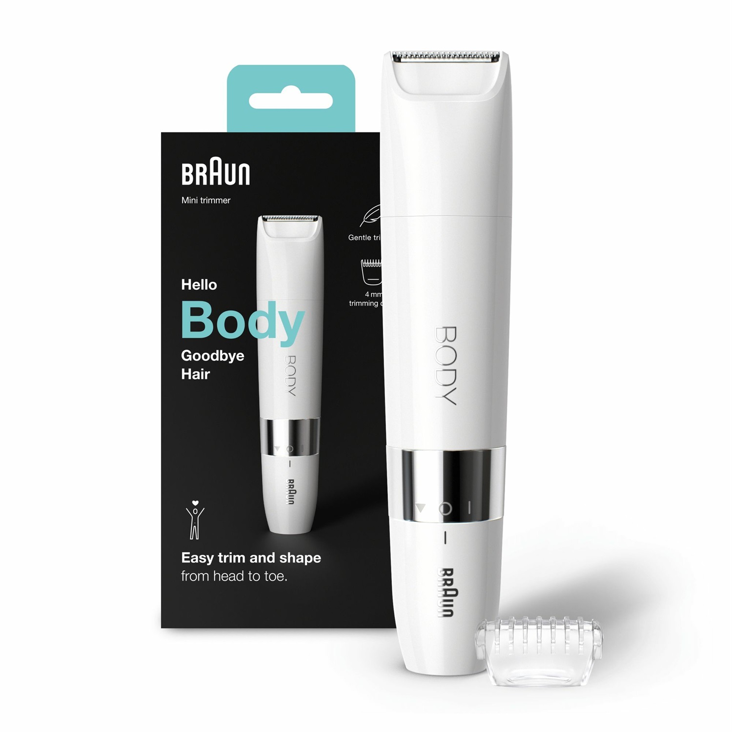 Braun Face Spa BS1000 - Rifinitore Elettrico Unisex per Corpo e Zona Bikini, Bianco, Wet & Dry, Design Compatto