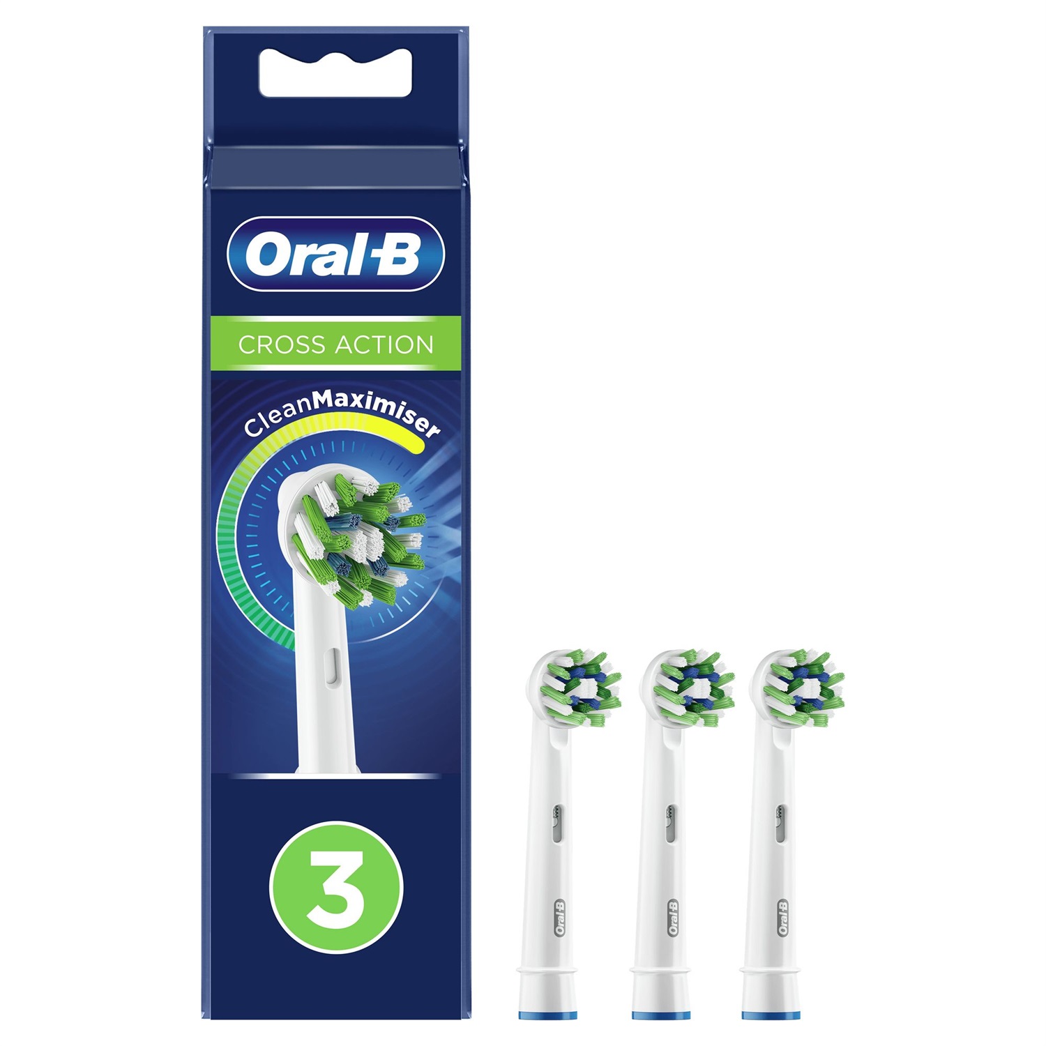 Oral-B CrossAction Testine Di Ricambio CleanMaximiser, Confezione Da 3 Pezzi, Setole Angolate per Pulizia Profonda