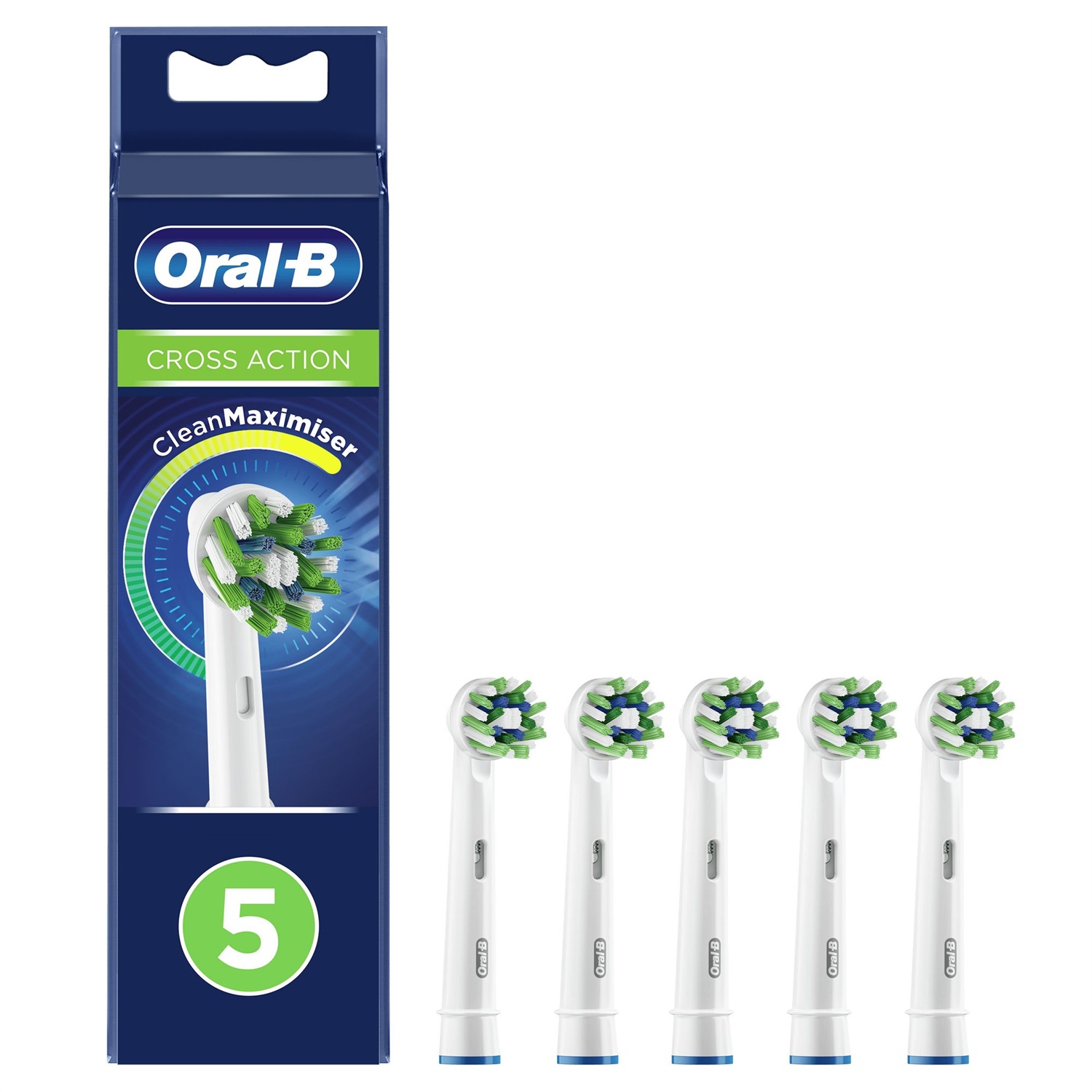 Oral-B CrossAction Testine Di Ricambio 5 Pezzi con Tecnologia CleanMaximiser e Setole Angolate
