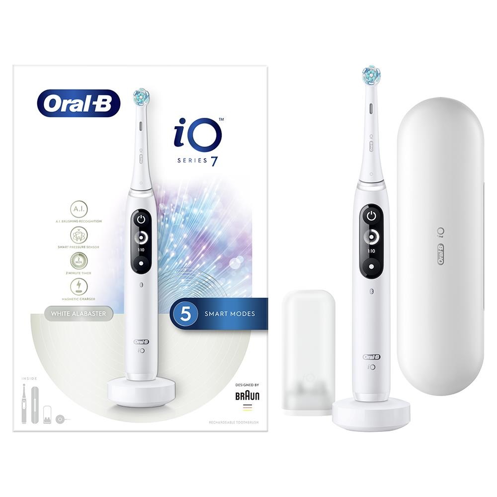 Oral-B iO 7 Spazzolino Elettrico Rotante Bianco per Adulti - Pulizia Profonda, Cura Gengive, Modalità Sensibile e Sbiancante