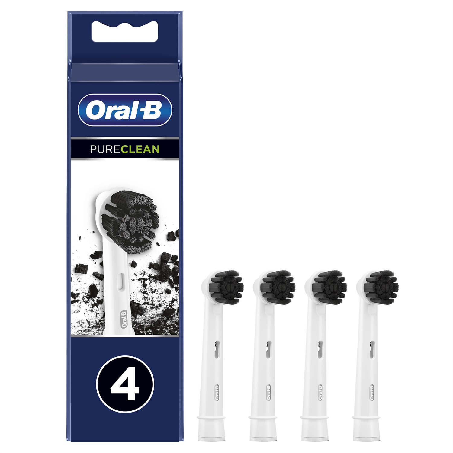 Oral-B Testina Di Ricambio Precision Clean Pure Clean Carbone, Confezione Da 4 - Setole Arricchite con Carbone per Rimozione Placca Efficace