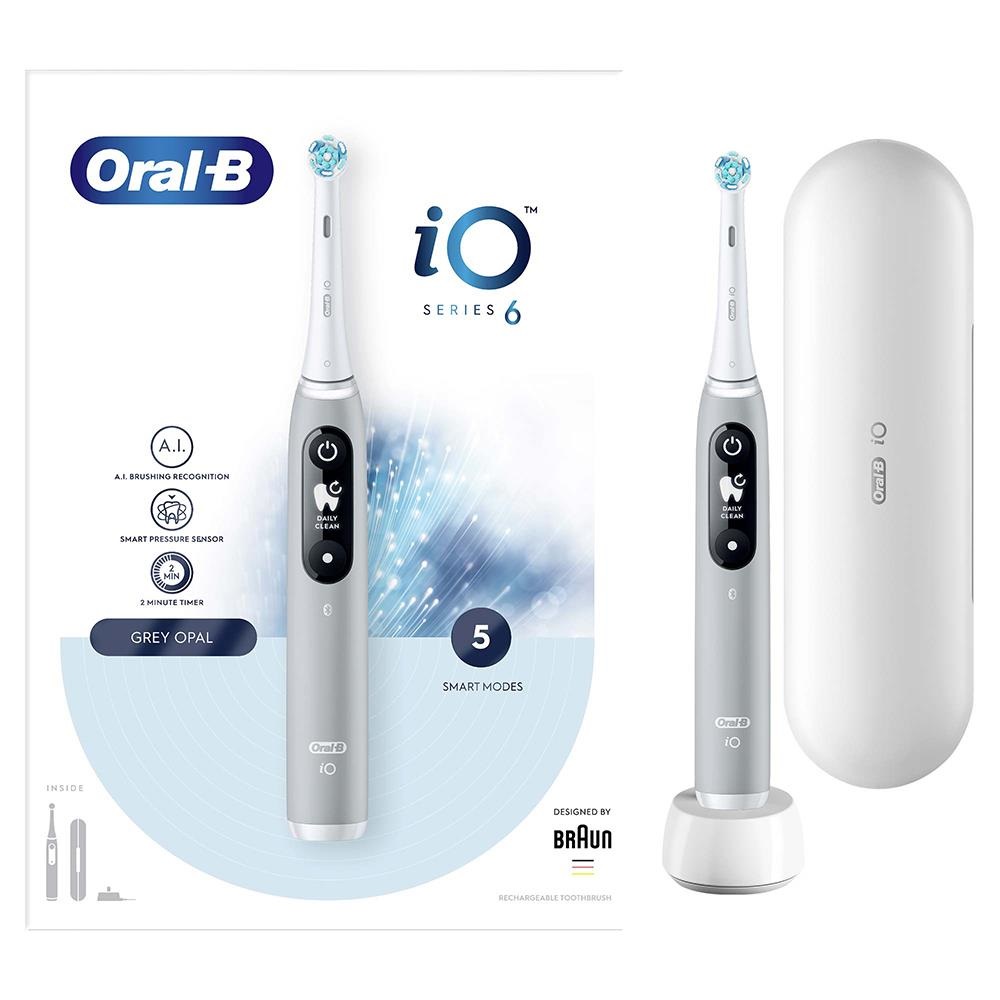 Oral-B iO 4210201381686 Spazzolino Elettrico Rotante Grigio con Modalità Intensa, Sensibile e Sbiancante