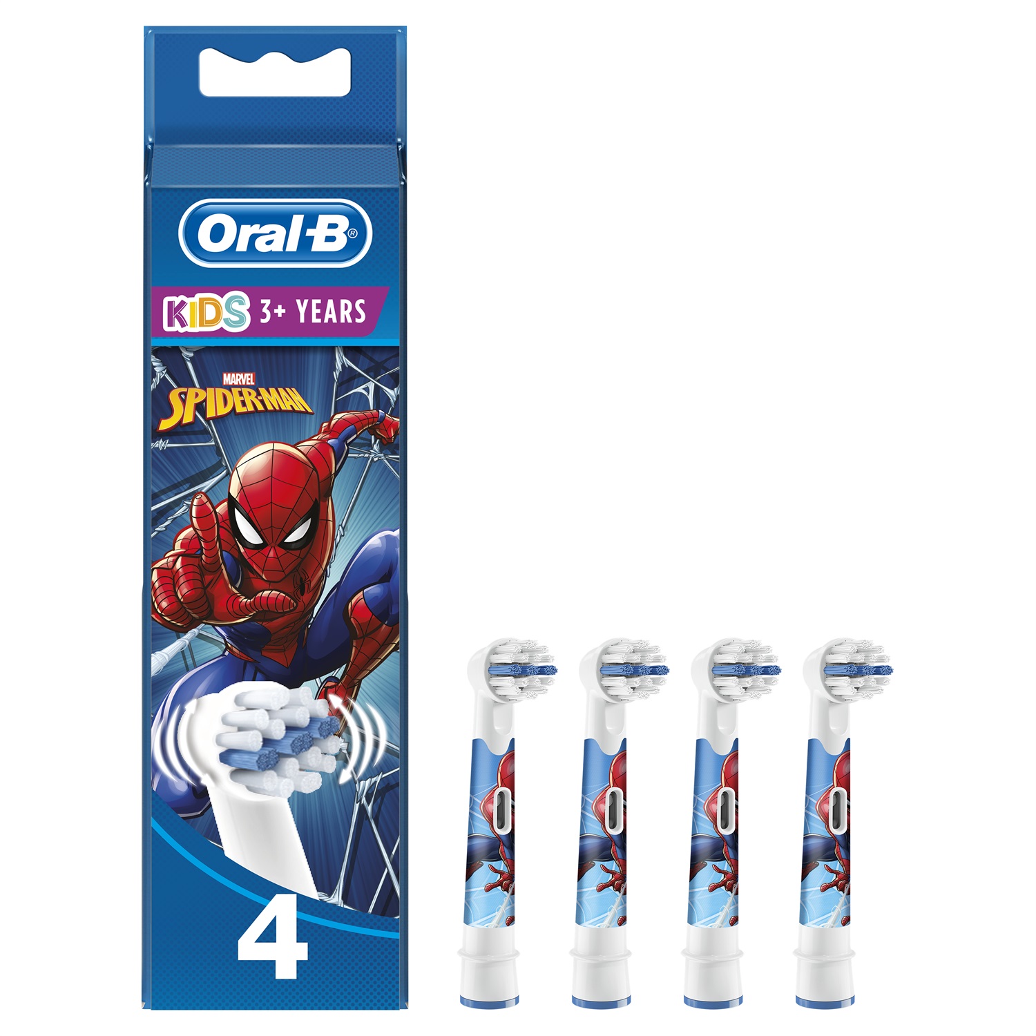 Oral-B Kids Spiderman Testine di Ricambio Extra Soft 4 Pezzi per Spazzolino Elettrico