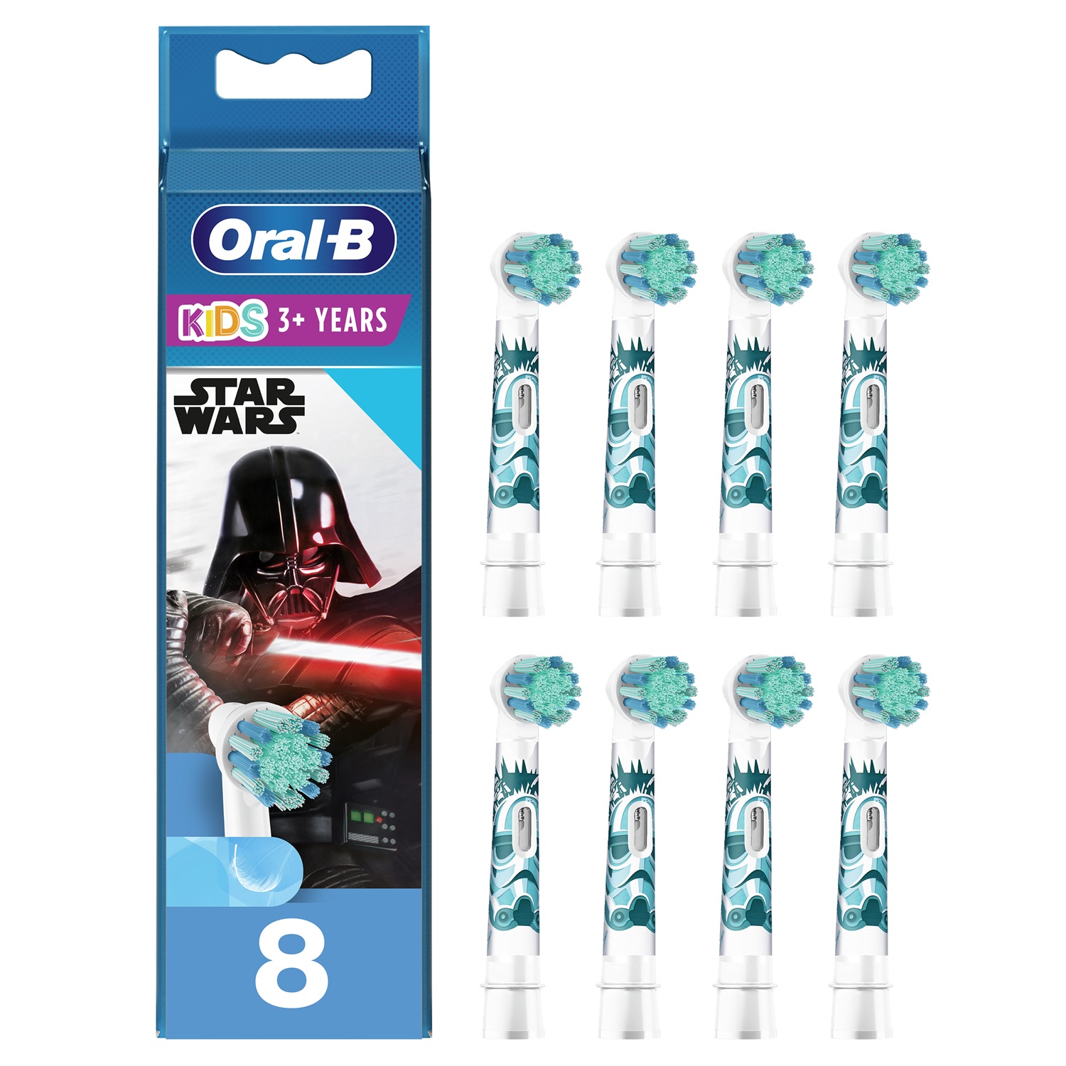 Oral-B Kids 81748450 Testine per Spazzolino Elettrico Star Wars - Confezione da 8 Pz, Extra Morbide, per Bambini 3 Anni