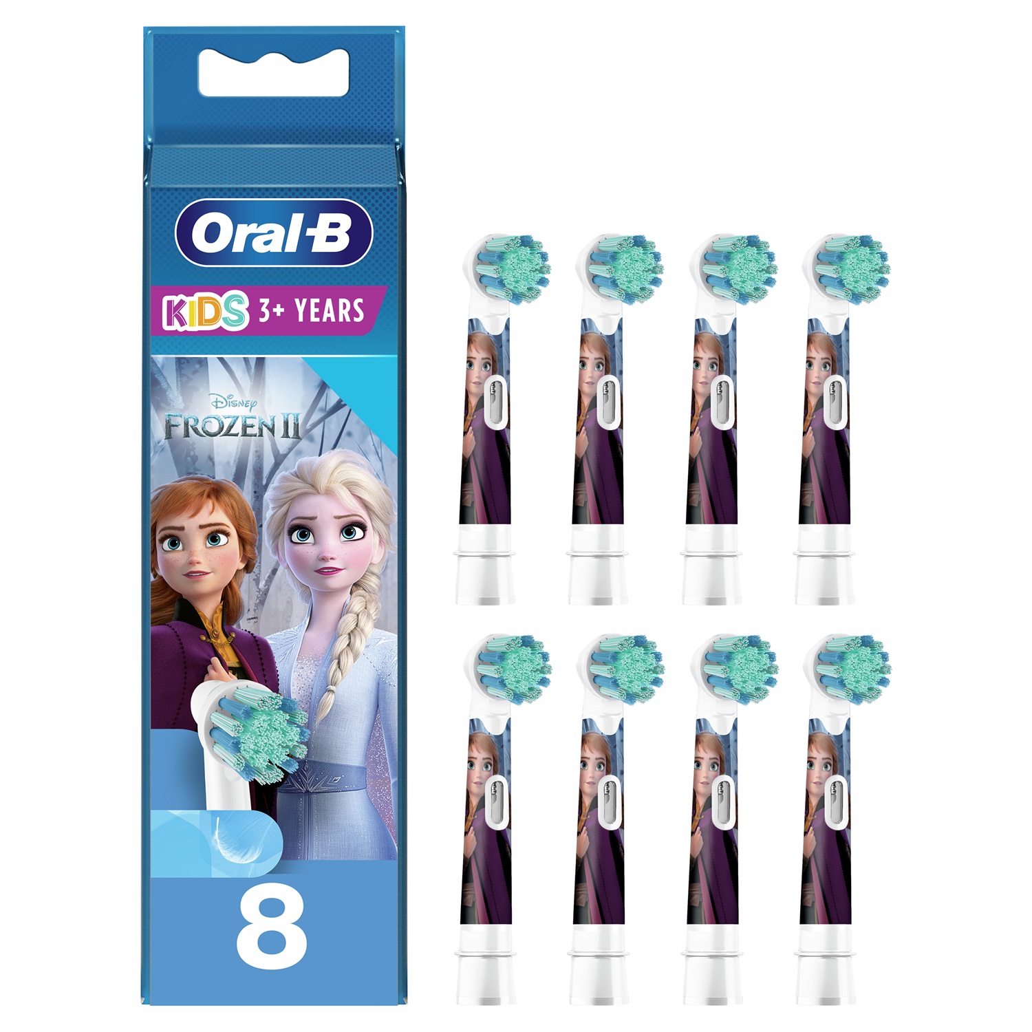 Oral-B Kids 81748472 Testine per Spazzolino Elettrico Frozen - Confezione da 8 Testine di Ricambio, Extra Morbide, per Bambini 3 Anni