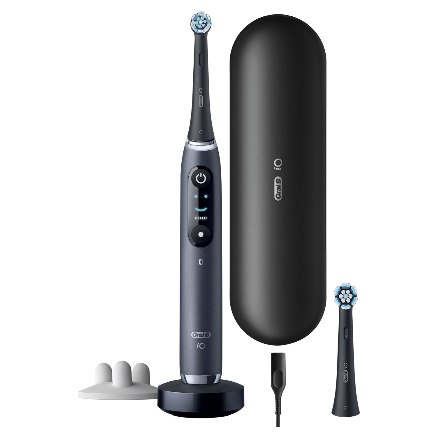 Oral-B iO 9S Spazzolino Elettrico Ricaricabile Nero con 2 Testine, Custodia Da Viaggio Ricaricabile, Tecnologia Magnetica e Display Interattivo