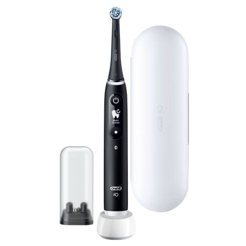 Oral-B iO 6 - Spazzolino Elettrico Ricaricabile Nero Lava con Manico Intelligente, Display Interattivo, 1 Testina e Custodia da Viaggio Premium