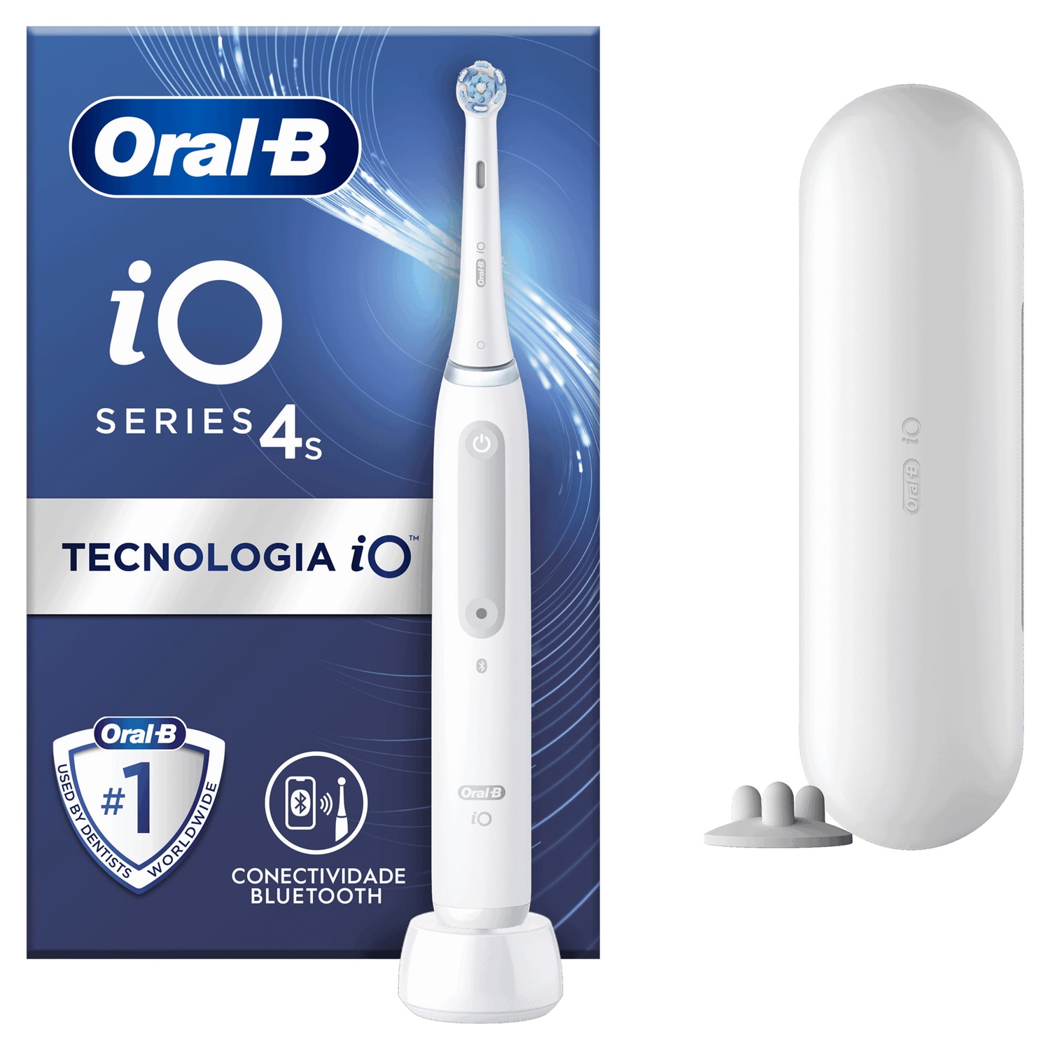 Braun Oral-B iO Spazzolino Elettrico Ricaricabile 4S Bianco - 1 Testina, 1 Custodia Da Viaggio, Tecnologia 2D, Sensore di Pressione