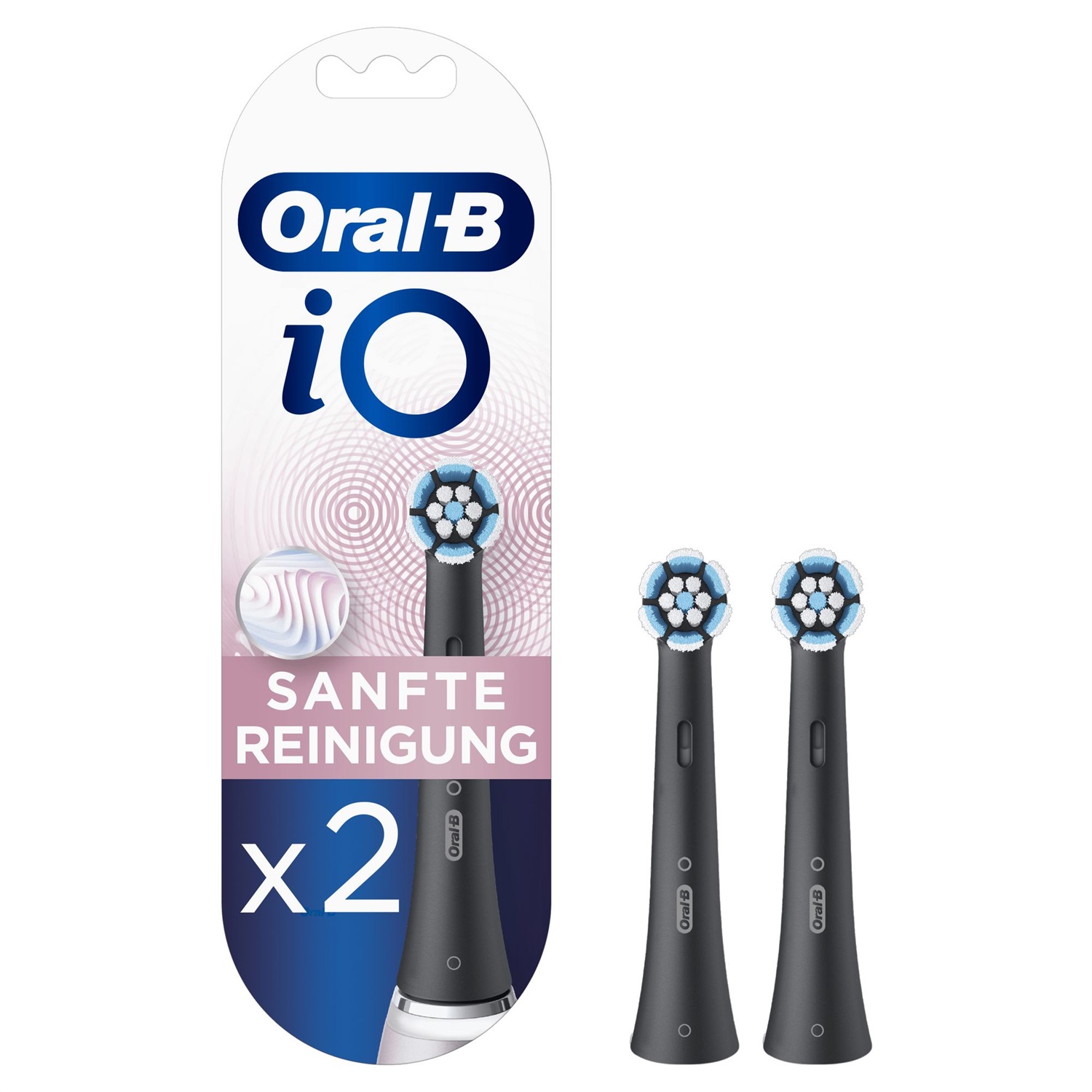 Oral-B iO Gentle Care Testine di Ricambio 2 Pezzi Nero - Pulizia Delicata per Gengive Sensibili