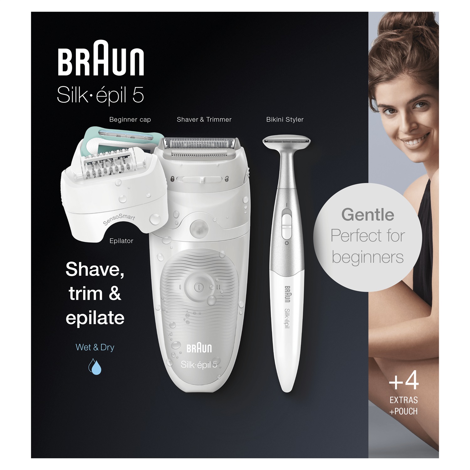 Braun Silk-épil 5 81770432 Epilatore Elettrico Donna con 28 Pinzette, Tecnologia MicroGrip, Colore Bianco, Alimentazione a Batteria