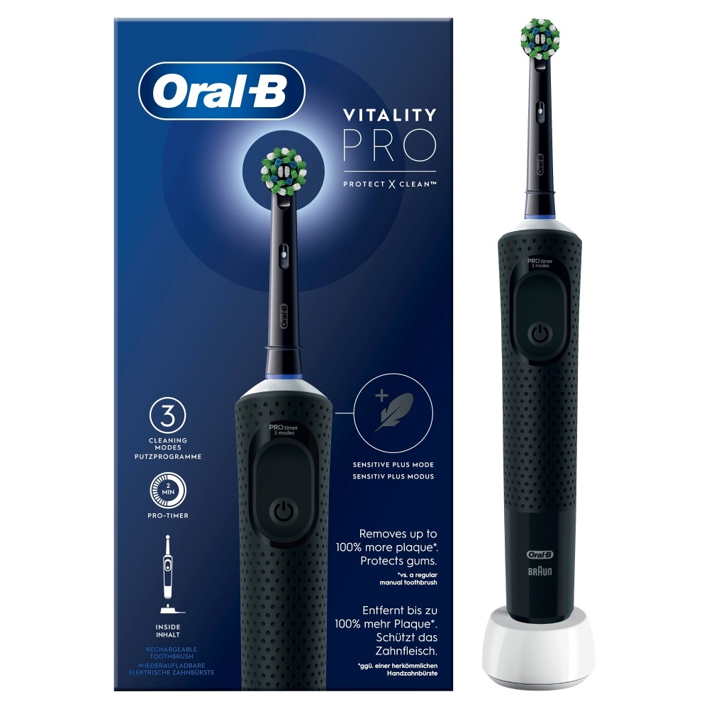 Oral-B Vitality Pro Spazzolino Elettrico Ricaricabile Nero con Tecnologia 3D per Pulizia Profonda
