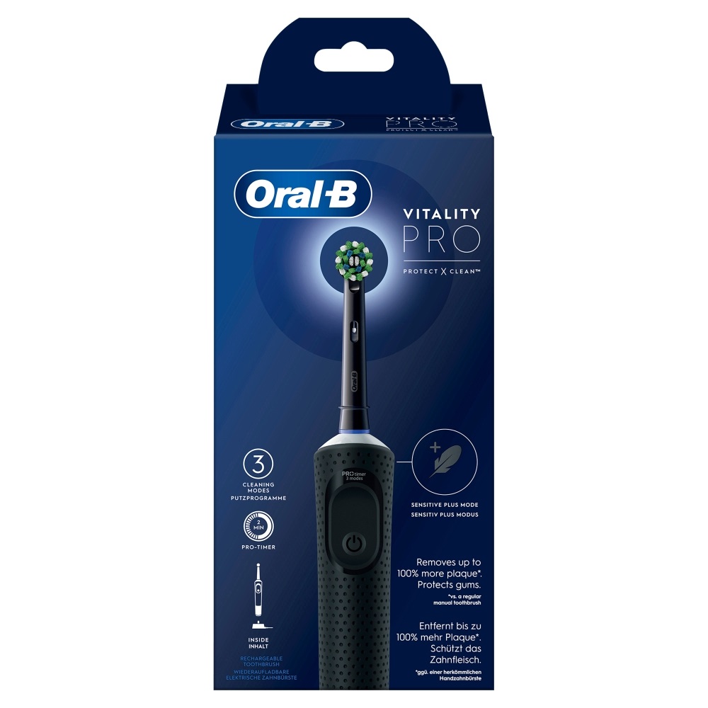 Oral-B Vitality Pro Spazzolino Elettrico Ricaricabile Nero con Tecnologia 3D per Pulizia Profonda