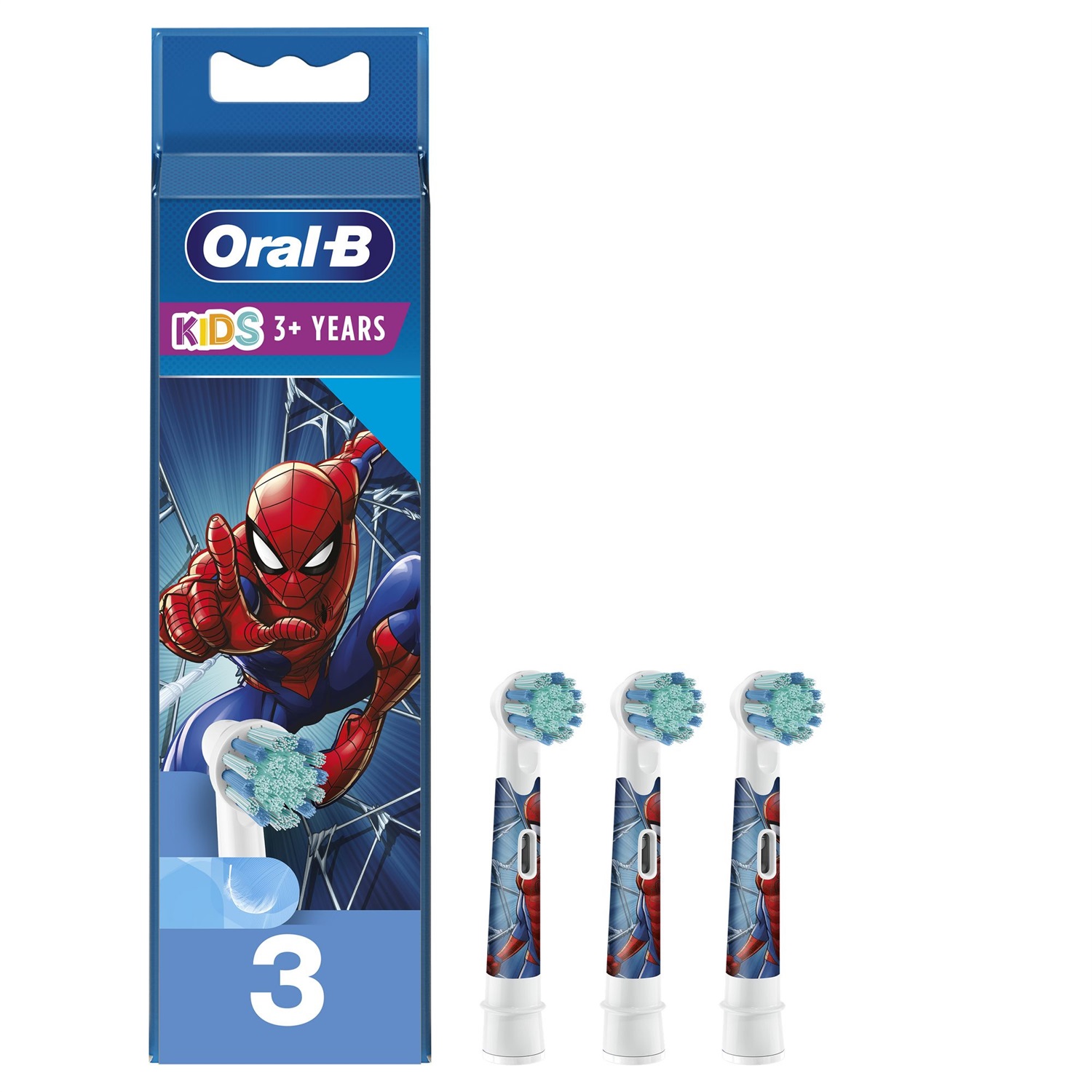 Oral-B Kids Marvel Spiderman - Testine di Ricambio 3 Pezzi Multicolore per Bambini 3 Anni