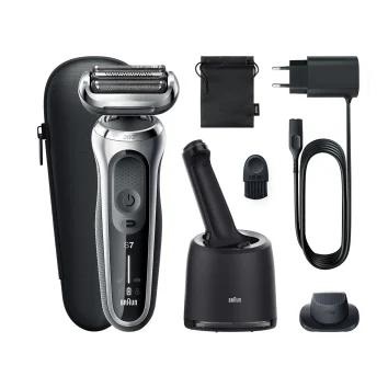 Braun Series 7 71-S7200cc Rasoio Elettrico Barba Wet&Dry con Rifinitore di Precisione, Stazione SmartCare, 360° Flex, Custodia da Viaggio, Nero/Argento