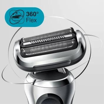 Braun Series 7 71-S7200cc Rasoio Elettrico Barba Wet&Dry con Rifinitore di Precisione, Stazione SmartCare, 360° Flex, Custodia da Viaggio, Nero/Argento