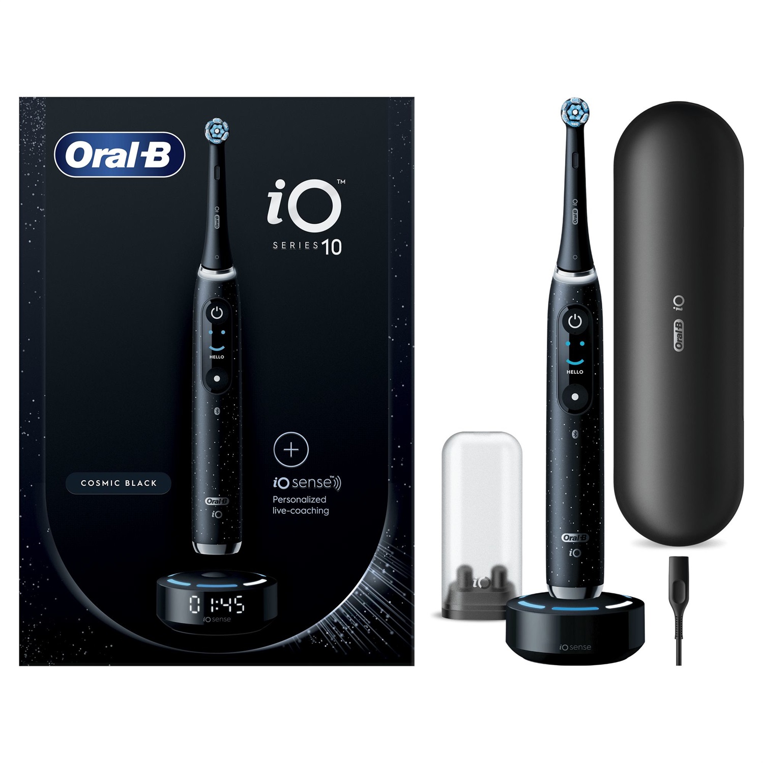 Oral-B iO 10 Spazzolino Elettrico Nero con Caricatore Intelligente e Tecnologia Magnetica