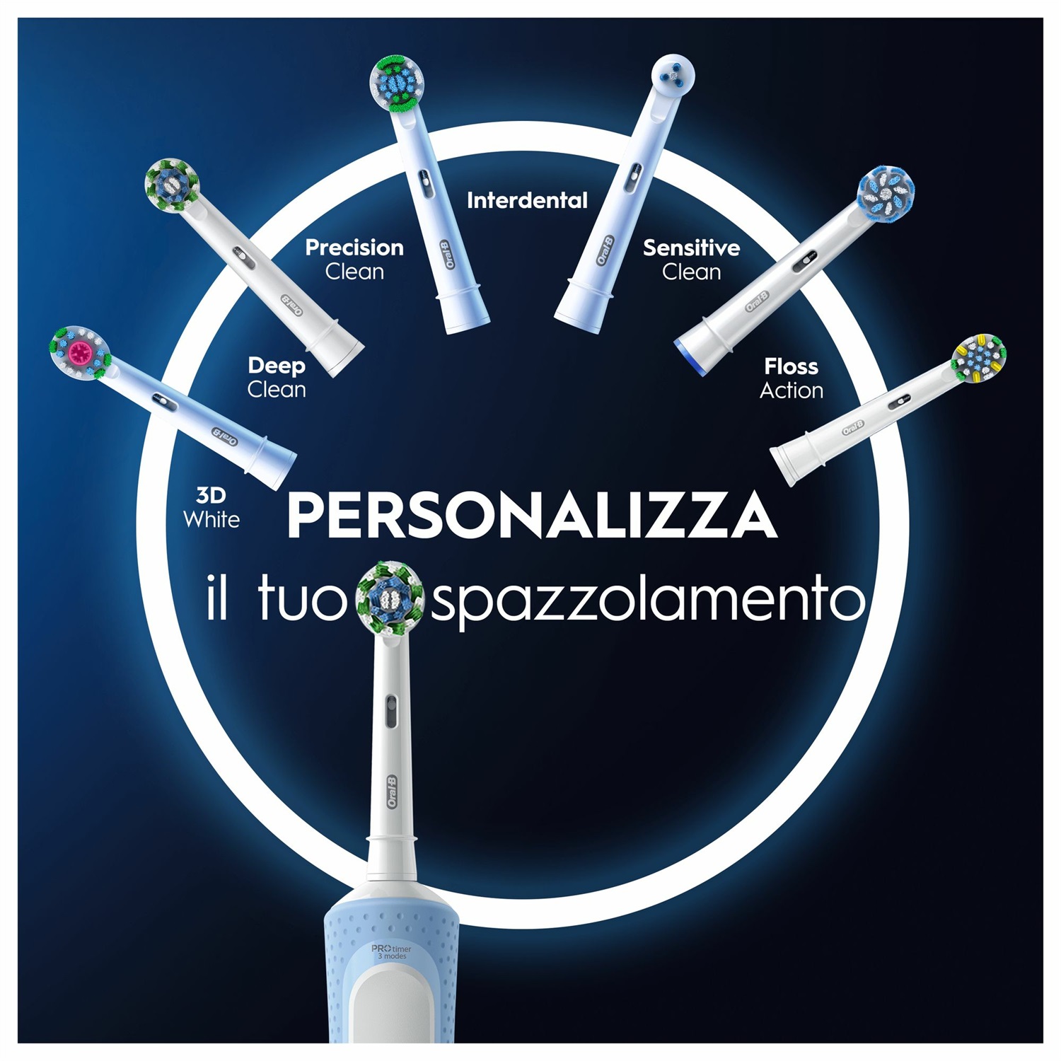 Oral-B Vitality Pro Duo Spazzolino Elettrico Ricaricabile con 2 Testine - Pulizia Profonda, Delicato sulle Gengive, 3 Modalità di Spazzolamento - Nero, Blu, Bianco