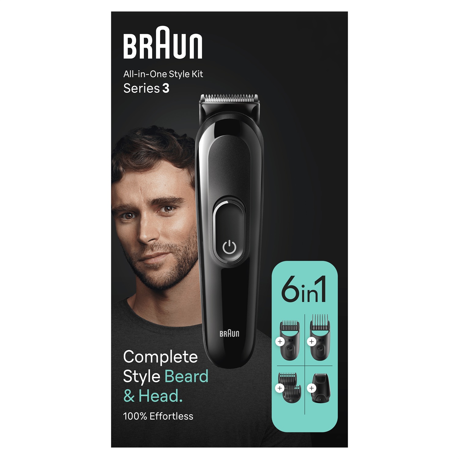 Braun Series 3 MGK3410 Kit Per Lo Styling 6-in-1, Nero, Ricaricabile, Autonomia di 50 Minuti, Lunghezza Taglio da 1 mm a 2,1 cm