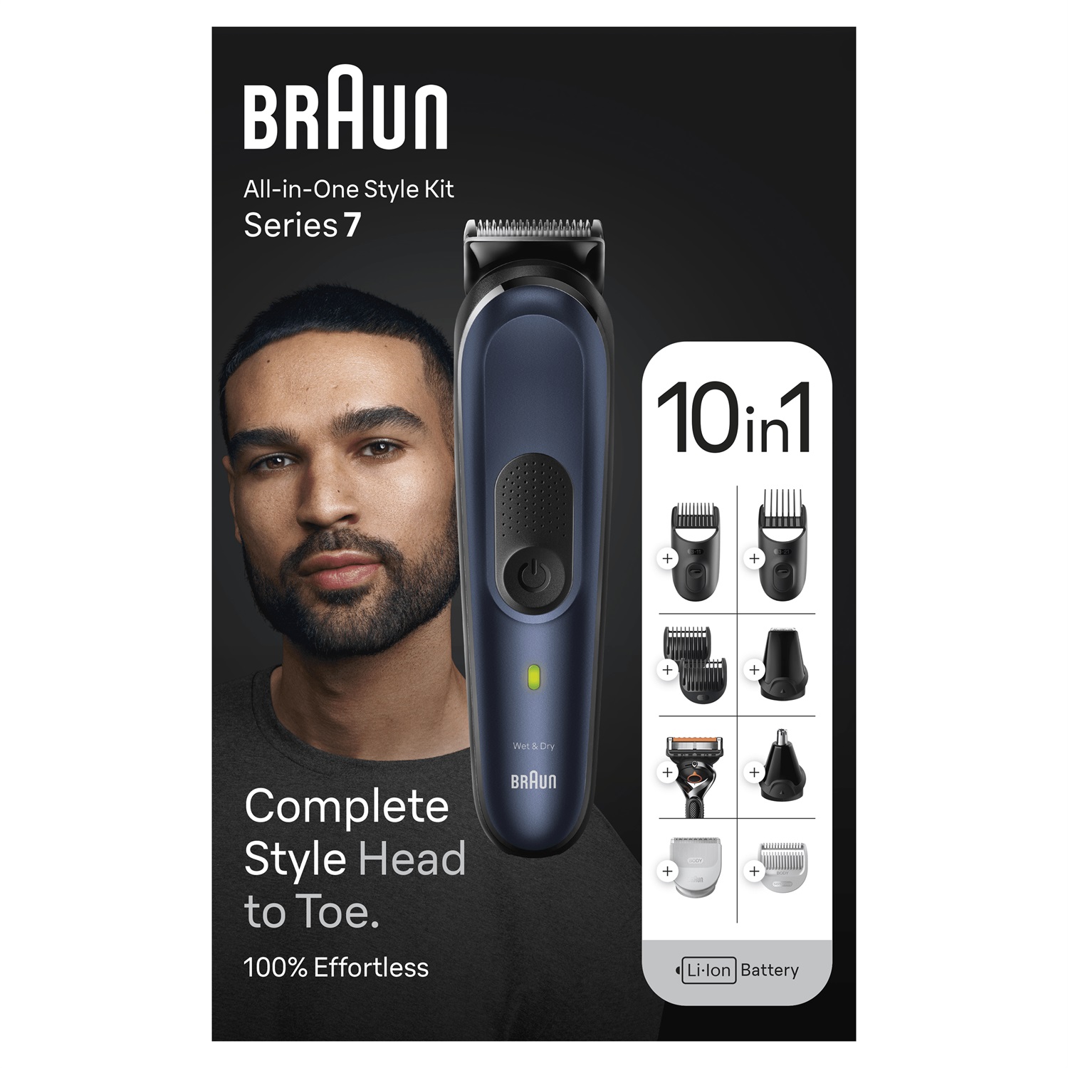 Braun MGK7410 Regolabarba e Tagliacapelli 10-in-1 Elettrico, Nero, 100 Minuti di Utilizzo