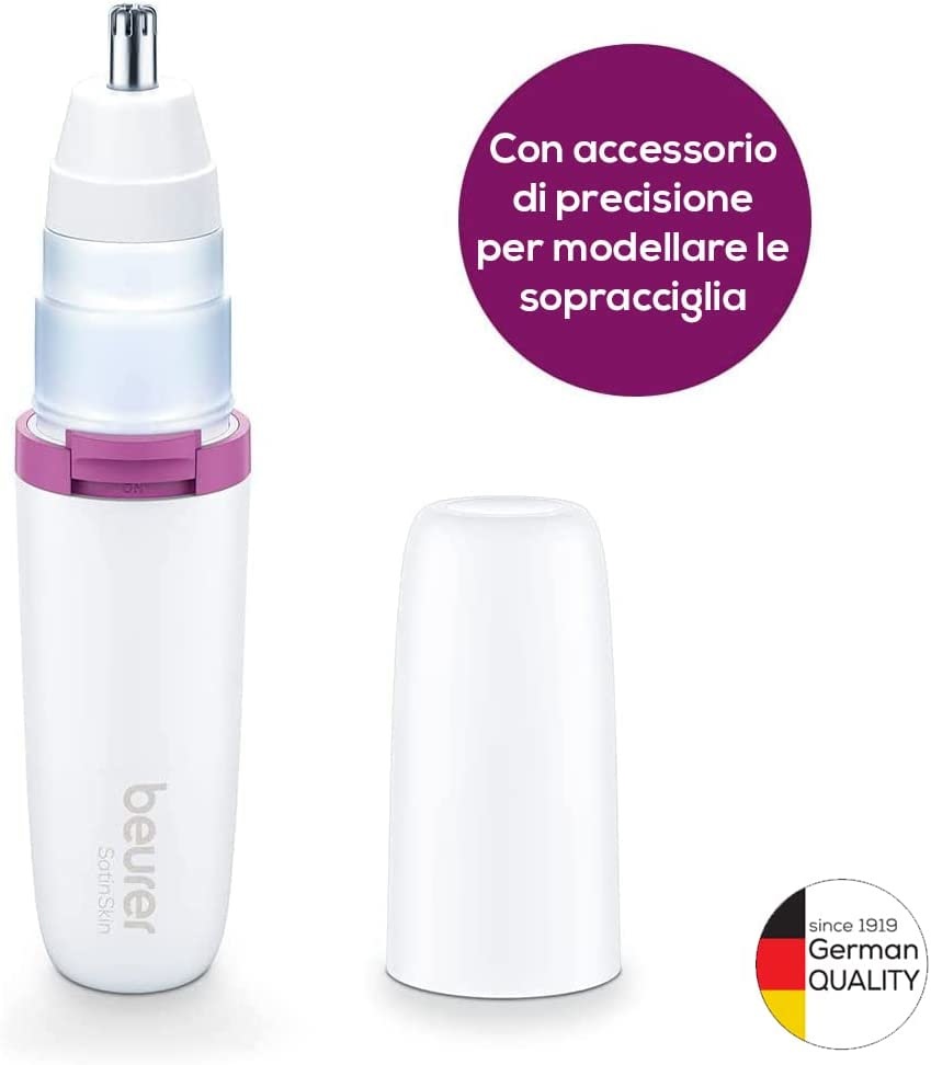 Beurer HL 16 Epilatore di Precisione per il Viso - Compatto, con Luce LED, Funzionamento a Batteria e Accessori per Sopracciglia