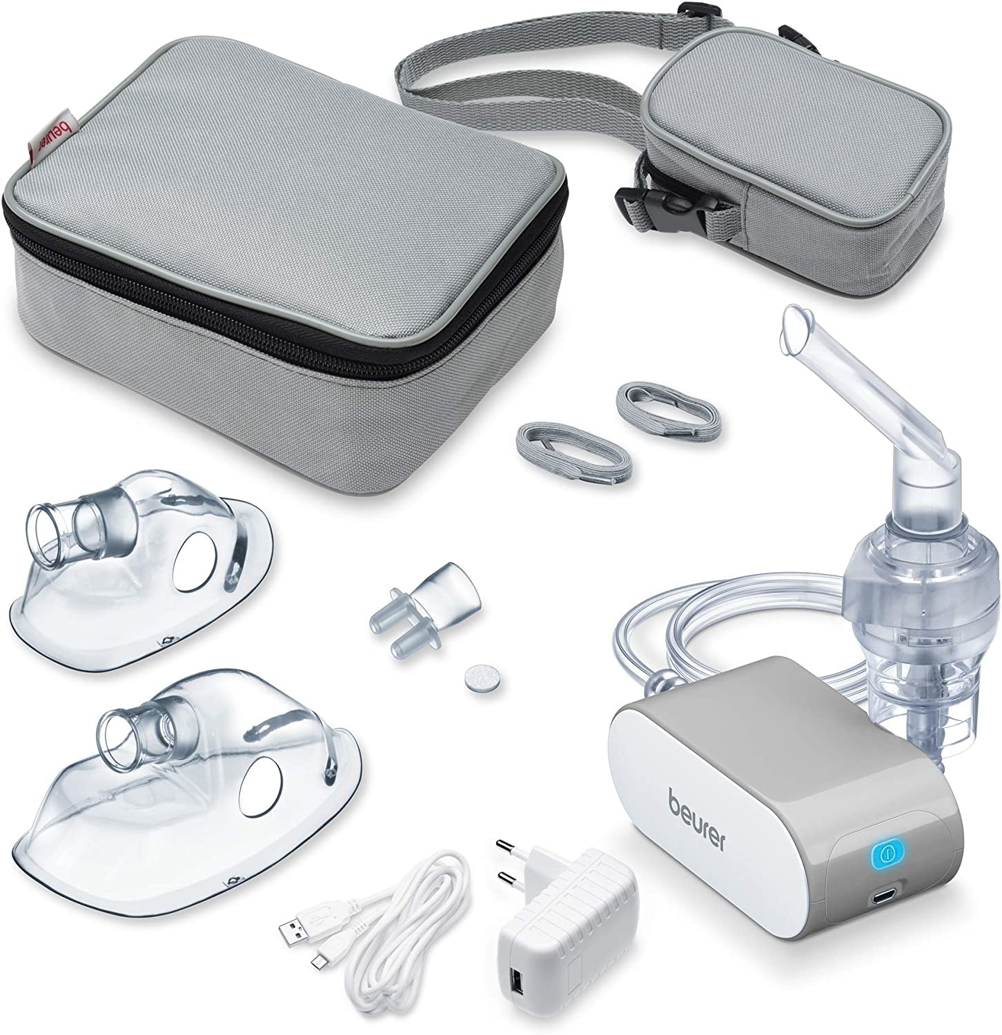 Beurer IH 58 Aerosol a Microcompressore Portatile - Piccolo, Leggero, Silenzioso, per Trattamento Vie Respiratorie