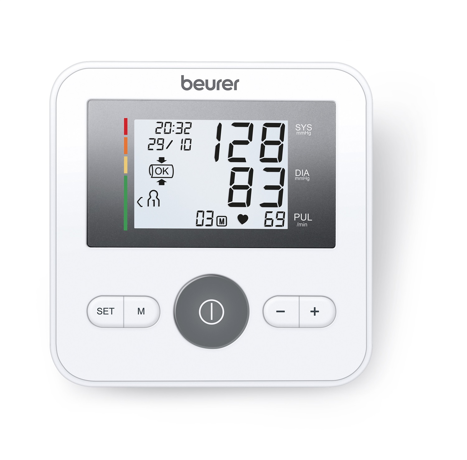 Beurer BM 27 Misuratore di pressione sanguigna automatico per arti superiori, LCD, 4 utenti, circonferenza braccio 22-44 cm, Grigio e Bianco
