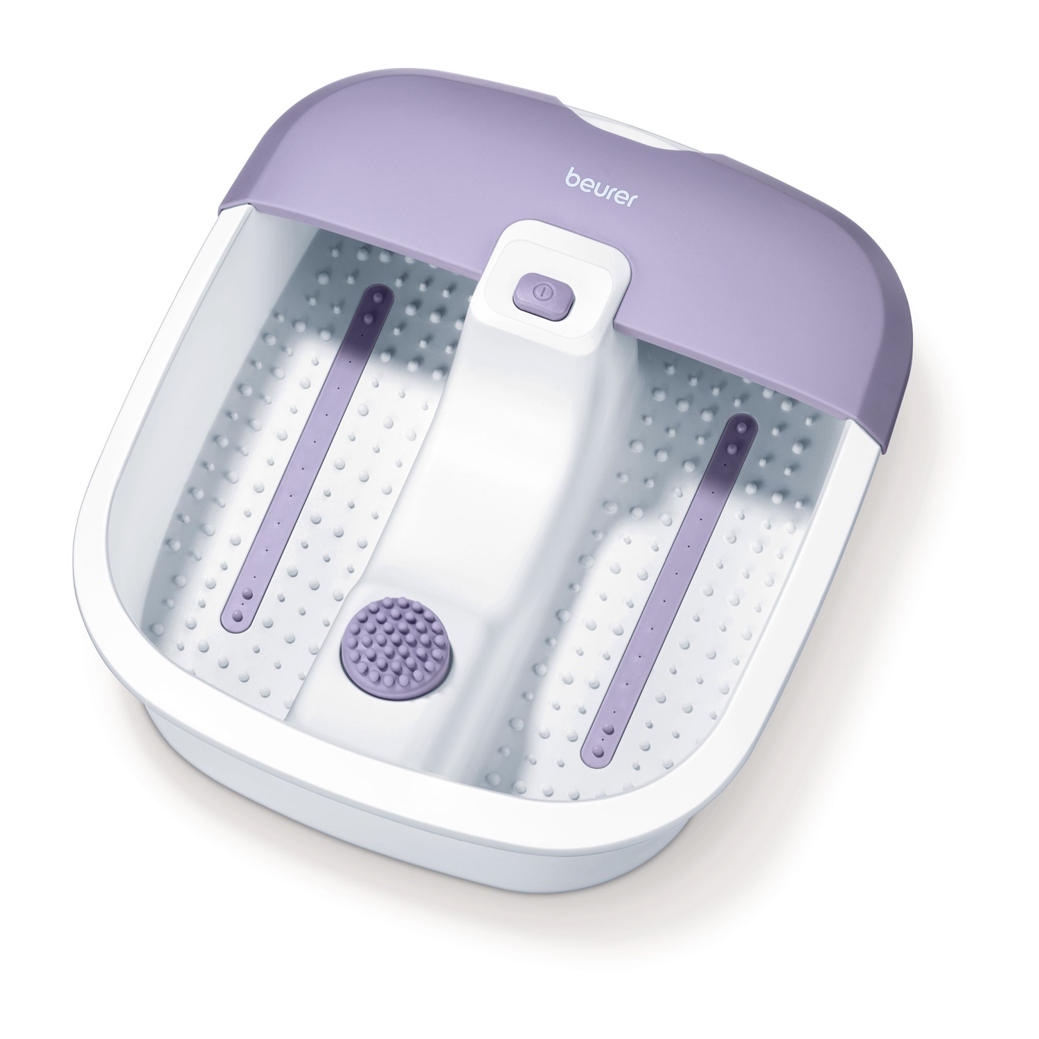 Beurer FB 12 Pediluvio con Idromassaggio Plantare, Massaggio Vibrante e Accessorio per Massaggi - Viola e Bianco