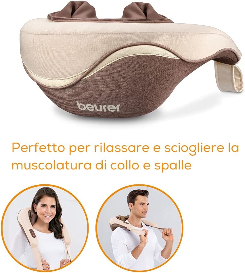 Beurer MG 153 Massaggiatore Cervicale 4D con Calore Attivabile, Rivestimento Lavabile e Spegnimento Automatico