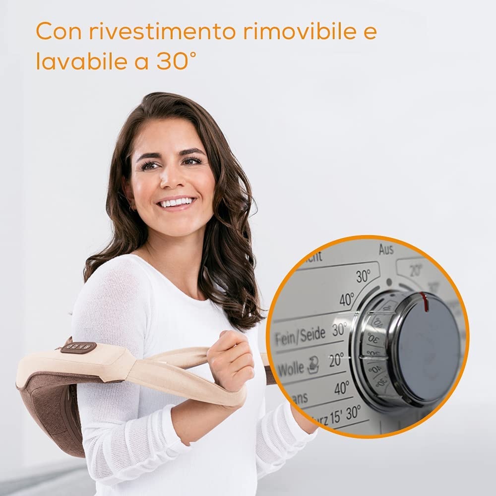Beurer MG 153 Massaggiatore Cervicale 4D con Calore Attivabile, Rivestimento Lavabile e Spegnimento Automatico