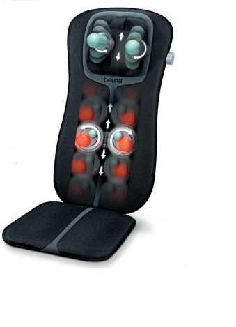 Beurer MG 254 2 in 1 - Coprisedile per Massaggio Shiatsu a Schiena e Cervicale con 4 Teste Rotanti, 2 Elementi Massaggianti e Funzione di Riscaldamento Attivabile