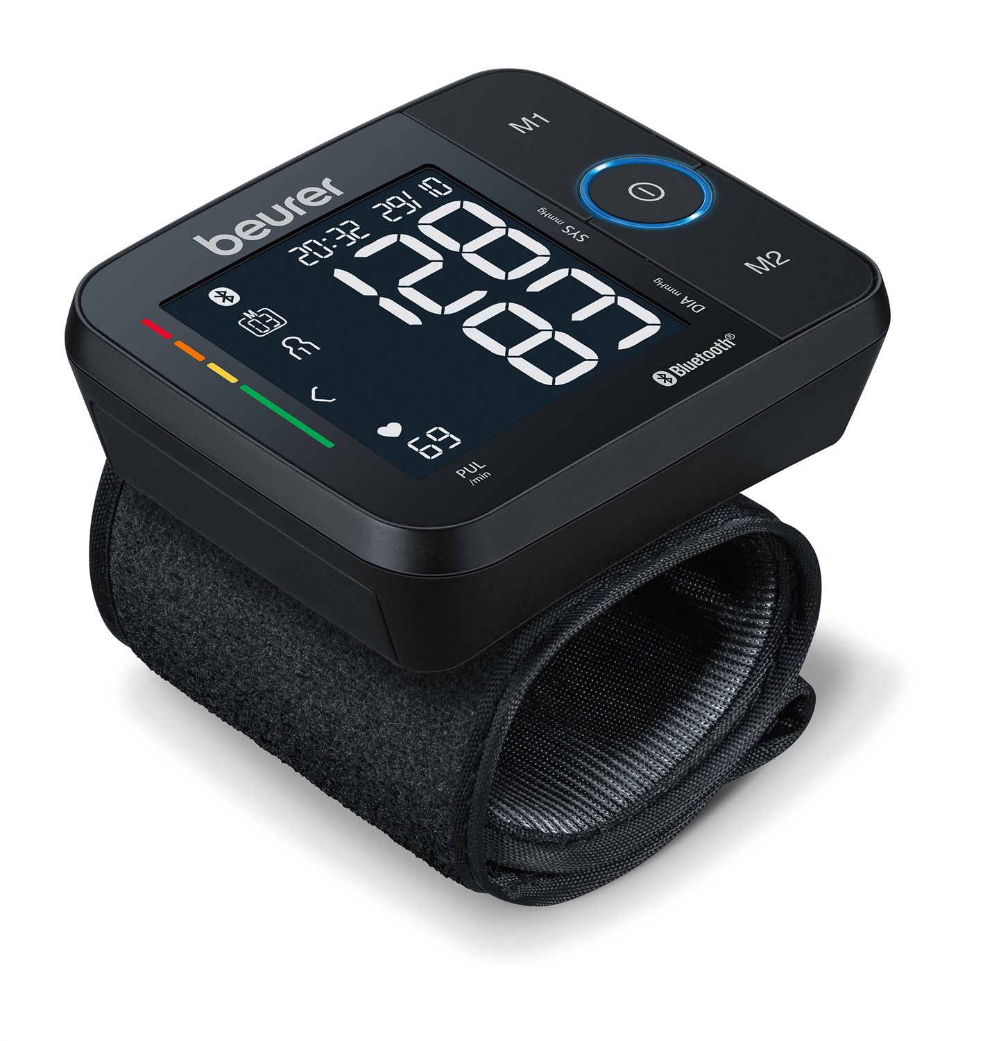 Beurer BC 54 Misuratore di Pressione da Polso con Tecnologia di Gonfiaggio, Indicatore di Rischio Colorato, Rilevamento Aritmia e Bluetooth