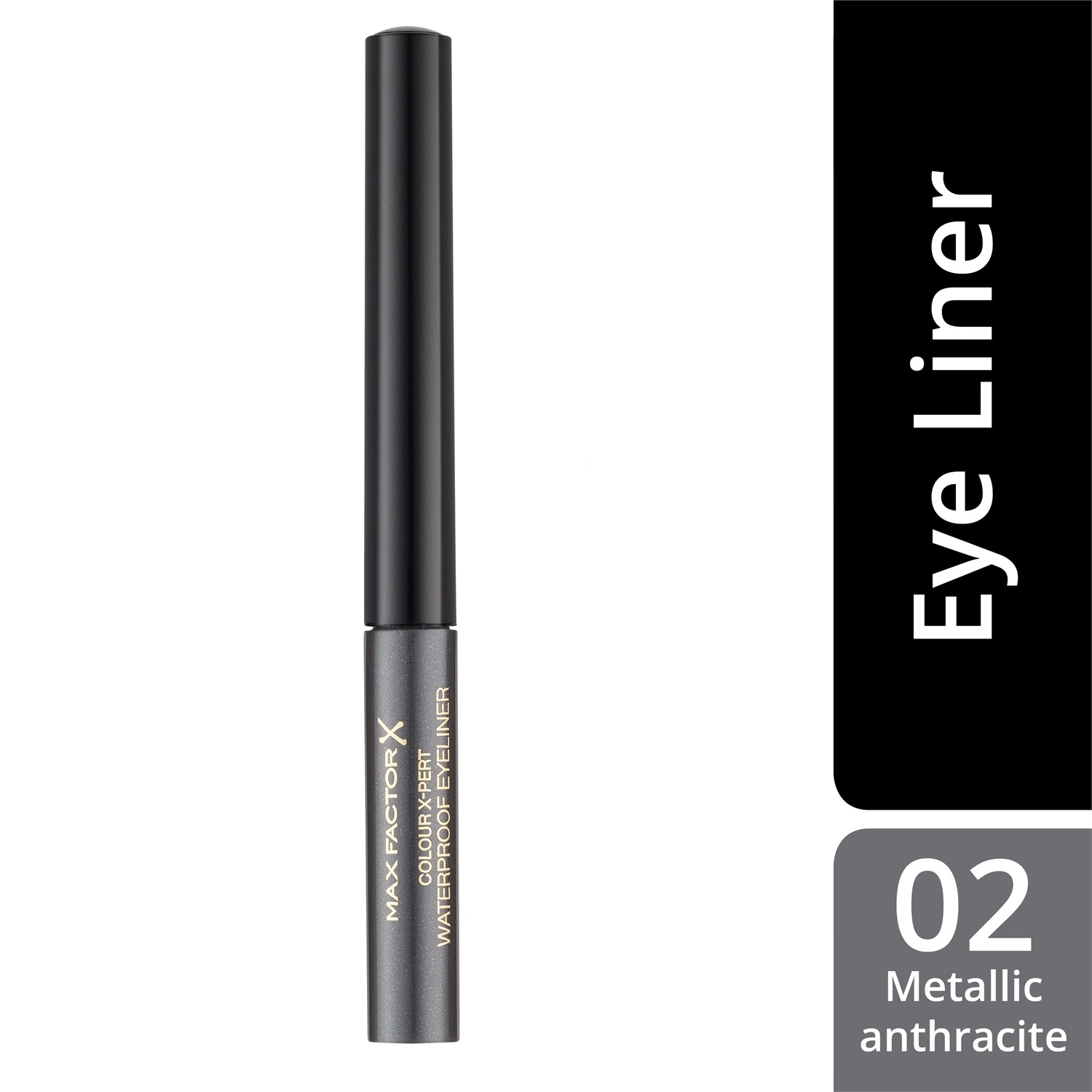 Max Factor Colour X-pert Waterproof Eyeliner 002 Metallic Anthracite, 2ml - Eyeliner Liquido Impermeabile con Punta di Precisione