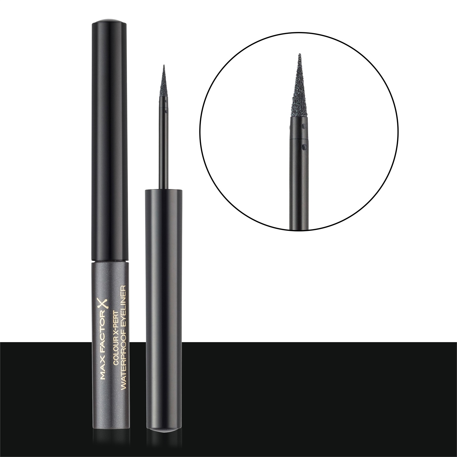 Max Factor Colour X-pert Waterproof Eyeliner 002 Metallic Anthracite, 2ml - Eyeliner Liquido Impermeabile con Punta di Precisione