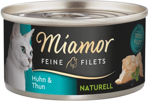 Miamor Feine Filets Naturell - Alimento umido per gatti con Pollo e Tonno, 80 g