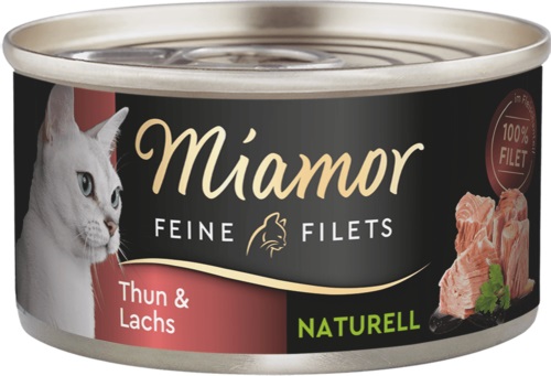 Miamor Delicato Filetto Naturale 80 g - Tonno & Salmone, Alimento Umido per Gatti con Alta Digeribilità