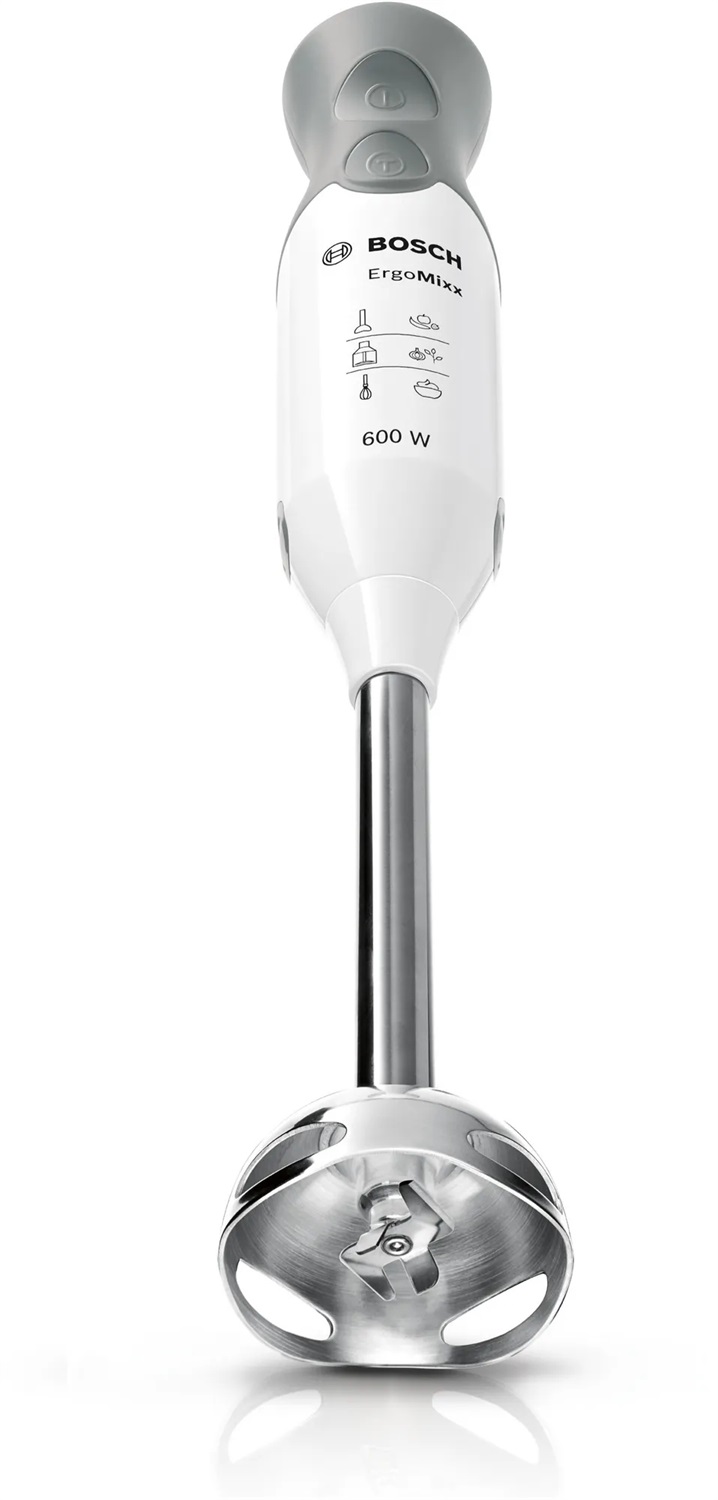 Bosch MSM66155 Frullatore a Immersione ErgoMixx 600 W Bianco con 12 Velocità, Lama a 4 Ali, Bicchiere Graduato e Mini Tritatutto
