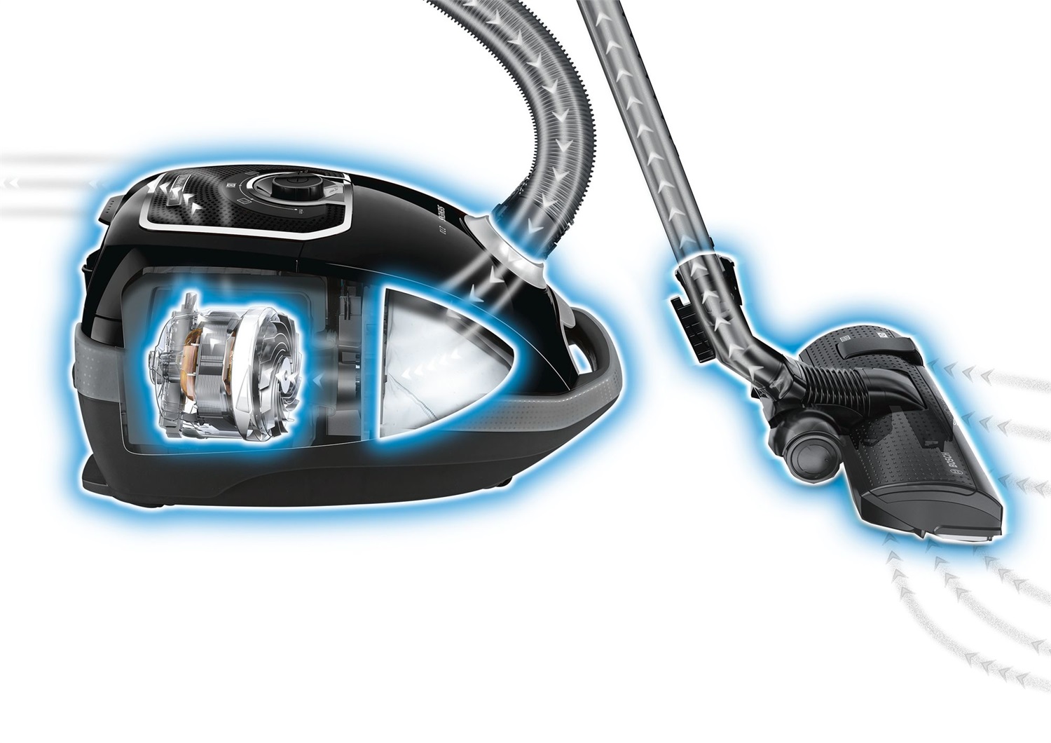 Siemens VSZ7442S Aspirapolvere a Cilindro 650 W con Sacchetto, Capacità 5 L, Allergy Plus, Estremamente Silenzioso, Colore Grigio e Bianco